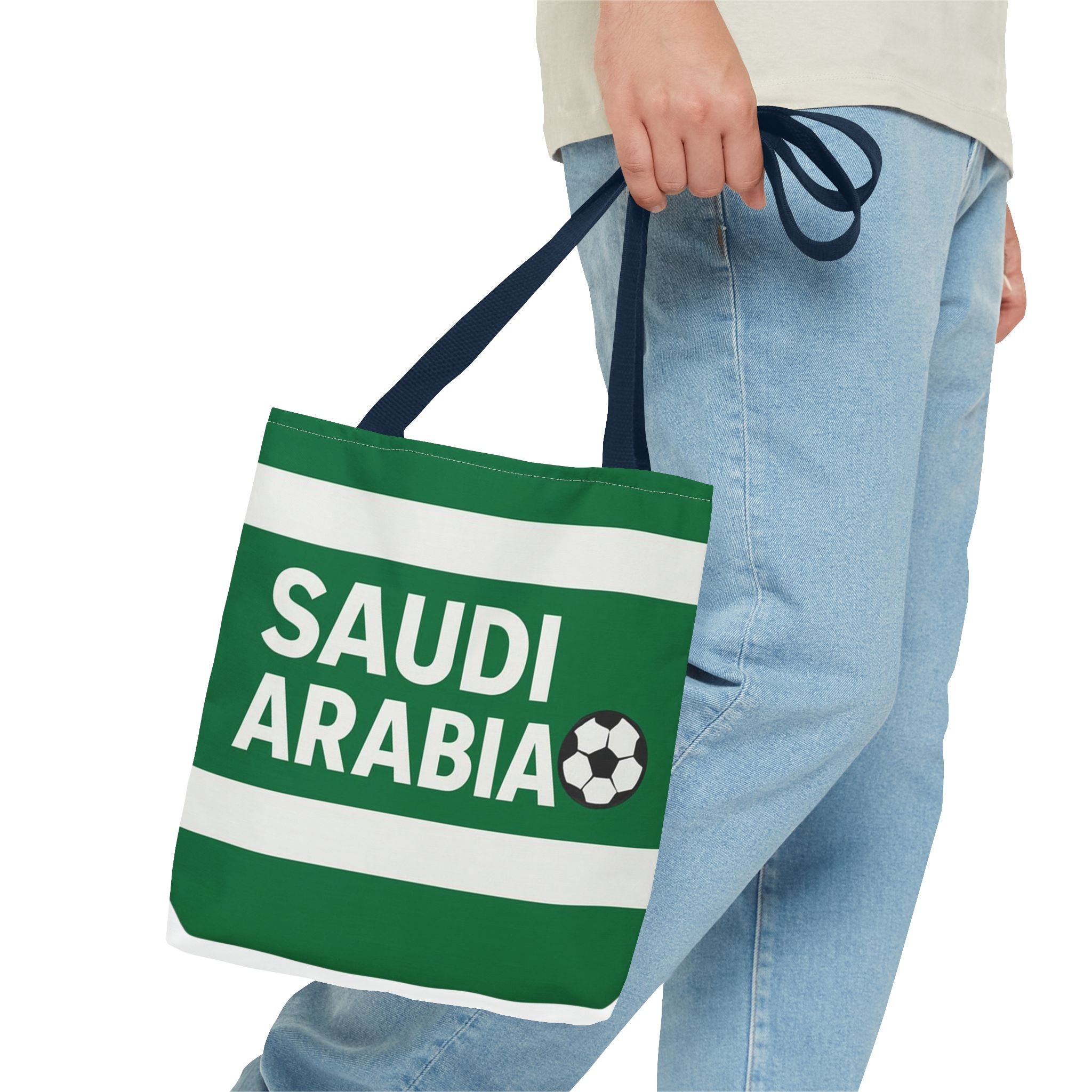 Saudi Arabia Soccer Tote Bag | Green Stripes Football Fan