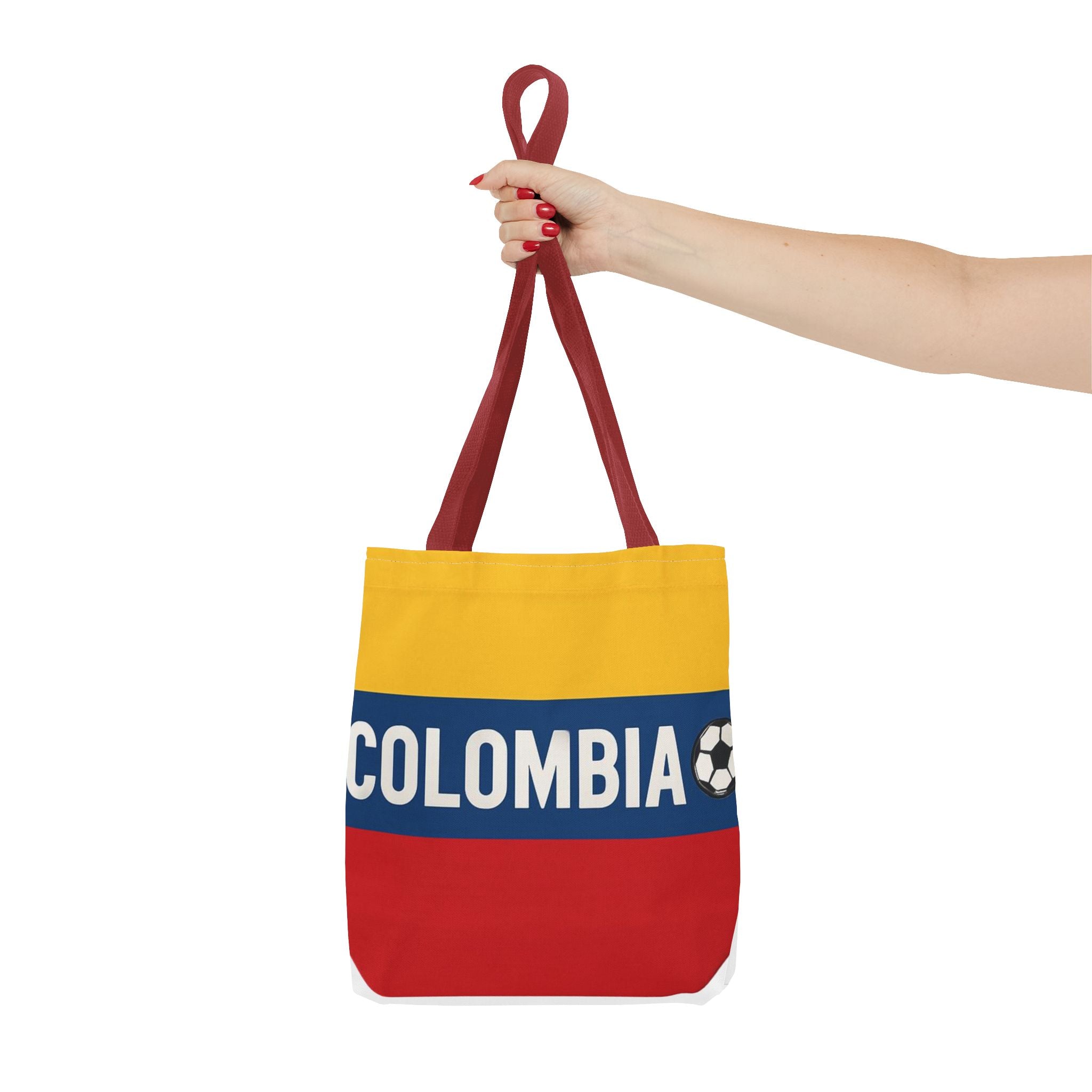 Colombia Soccer Fan Tote Bag | Yellow Blue Red Football Stripes