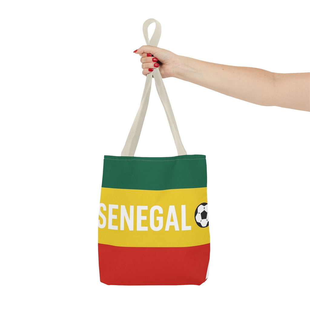Senegal Flag Stripe with Soccer Ball Tote Bag
