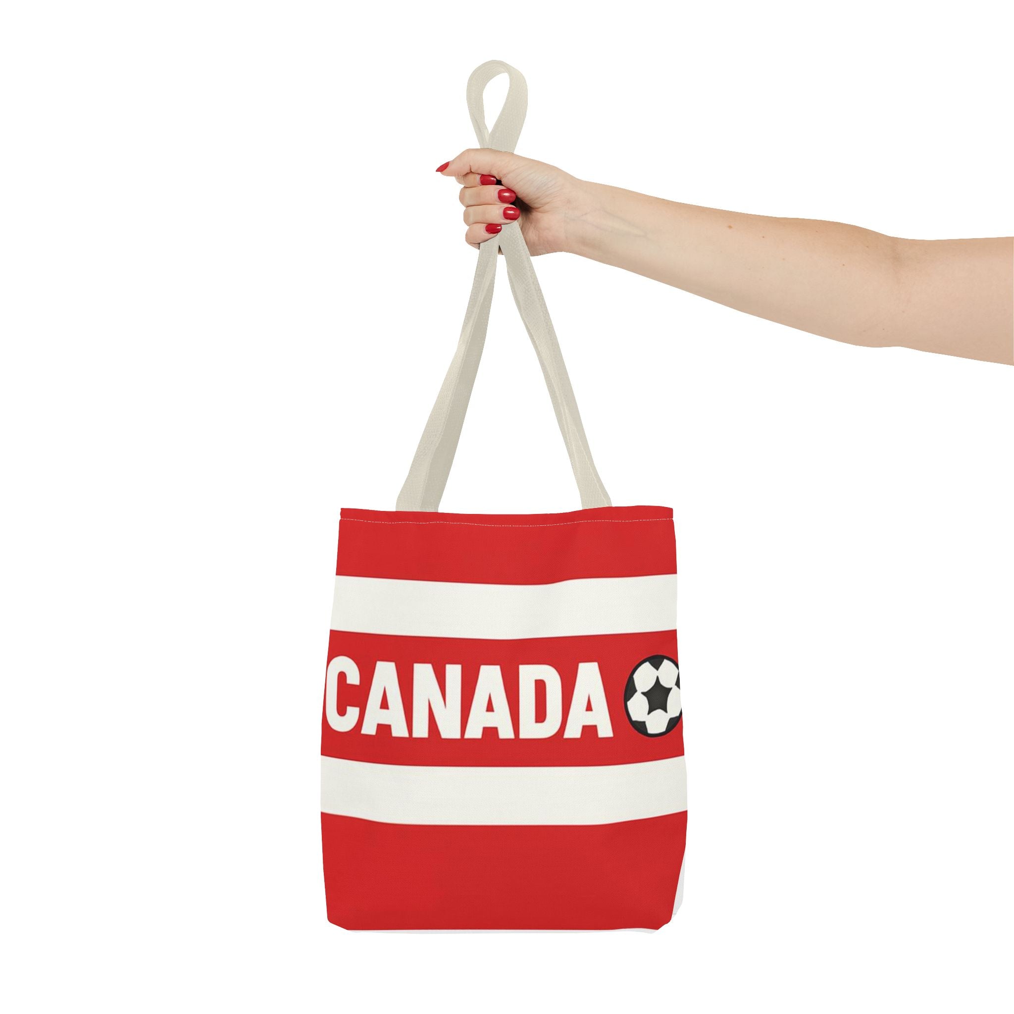 Canada Soccer Fan Tote Bag | Red White Football Stripes