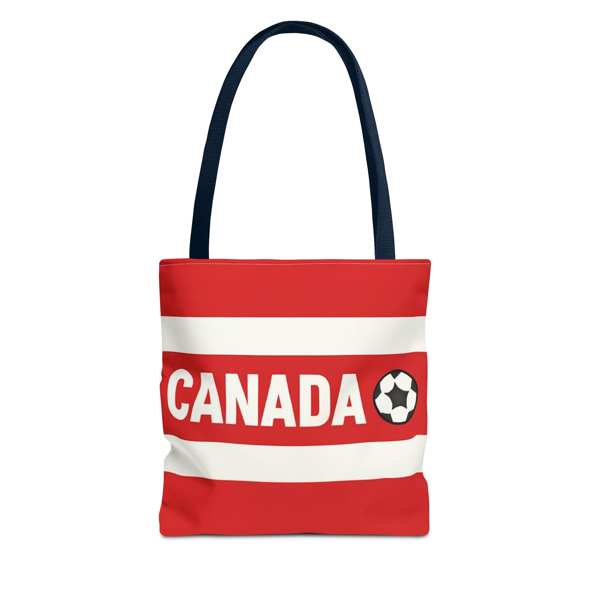 Canada Soccer Stripes Tote Bag | Red White Soccer Ball