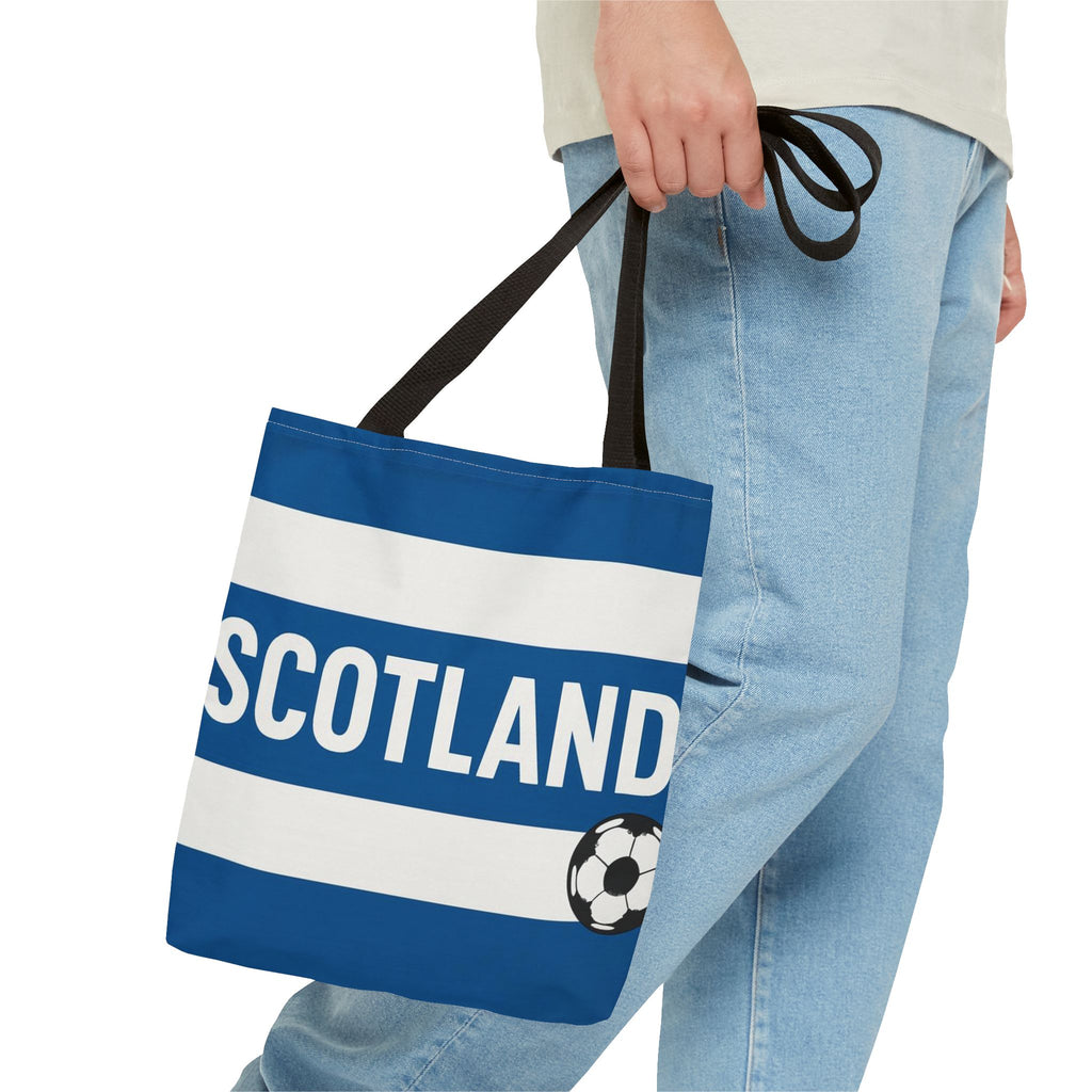 Scotland Football Stripes Tote Bag | Soccer Crest Blue White