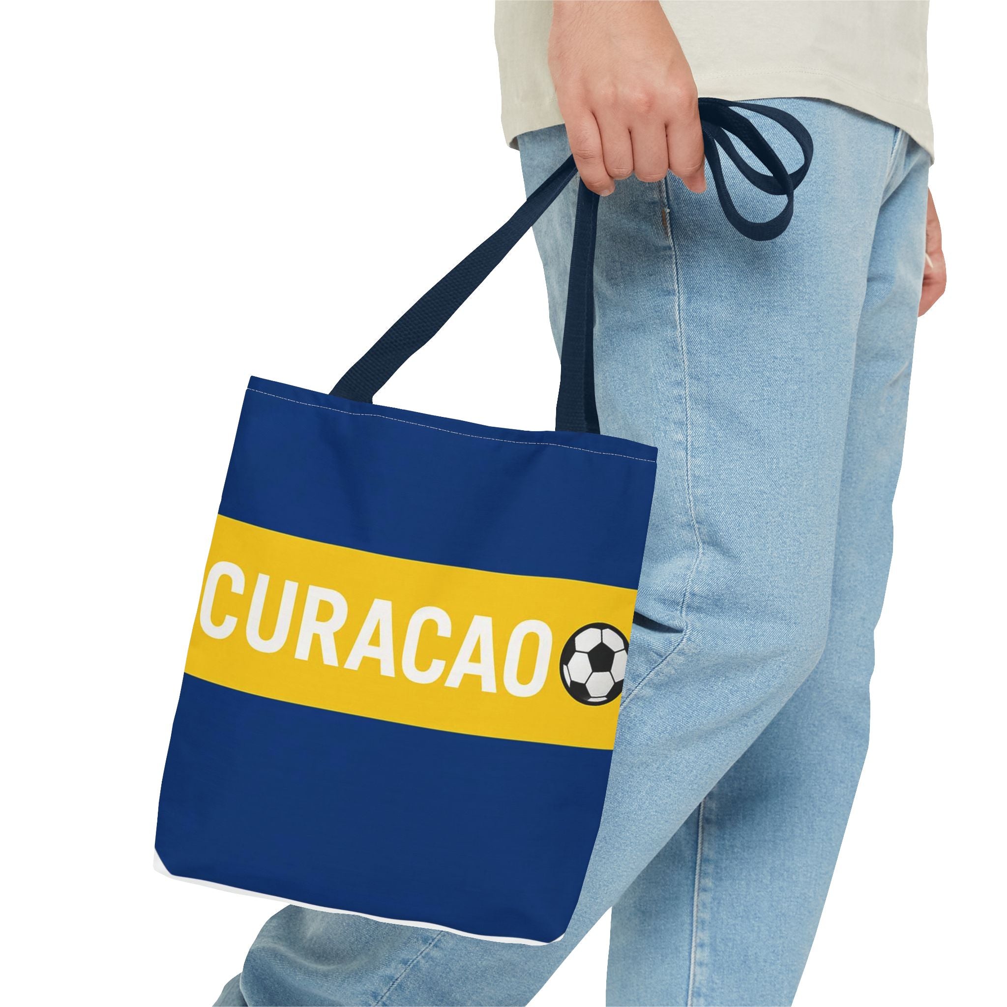 Curacao Soccer Stripe Tote Bag | Blue Yellow Football Design