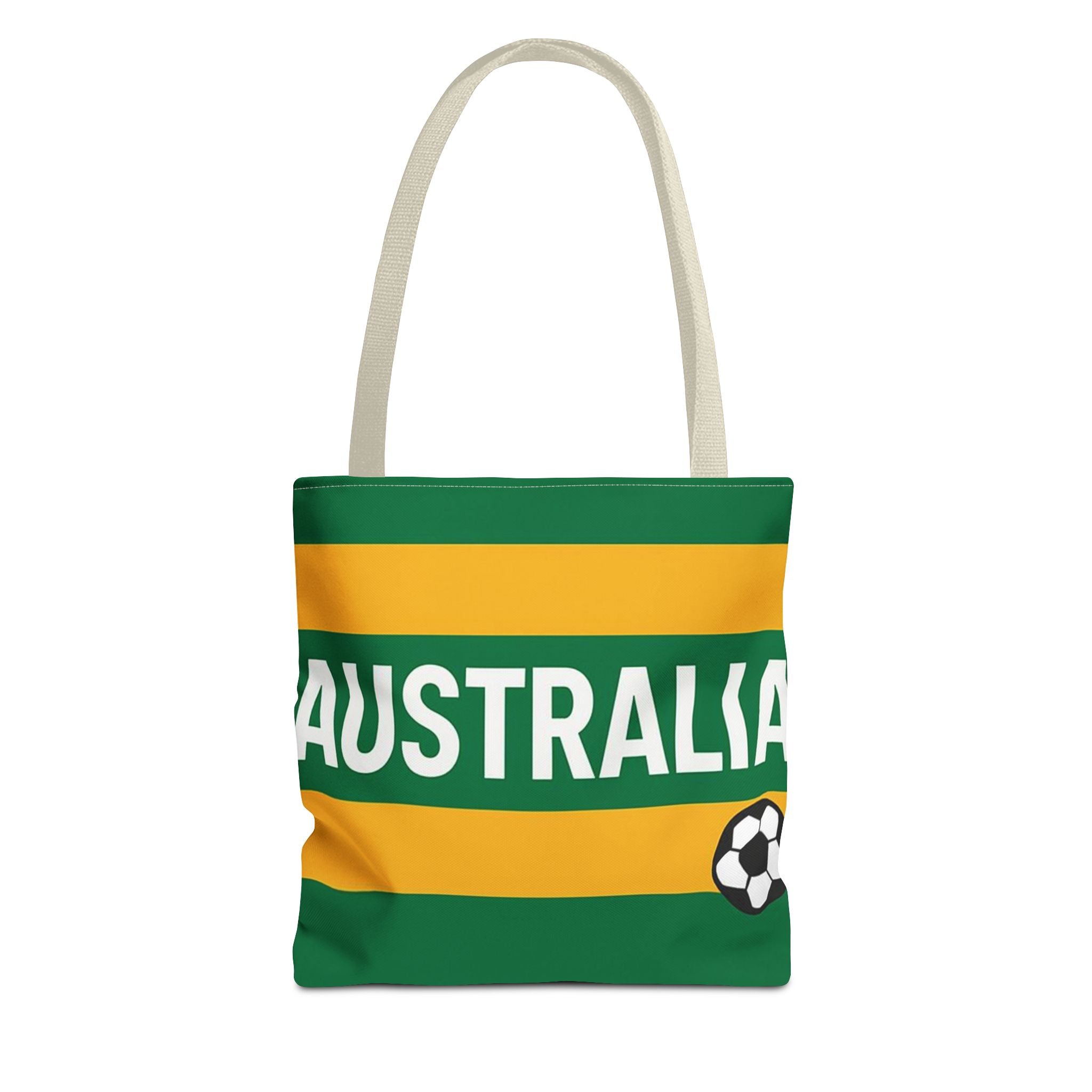 Australia Soccer Fan Tote Bag | Green Gold Football Stripes