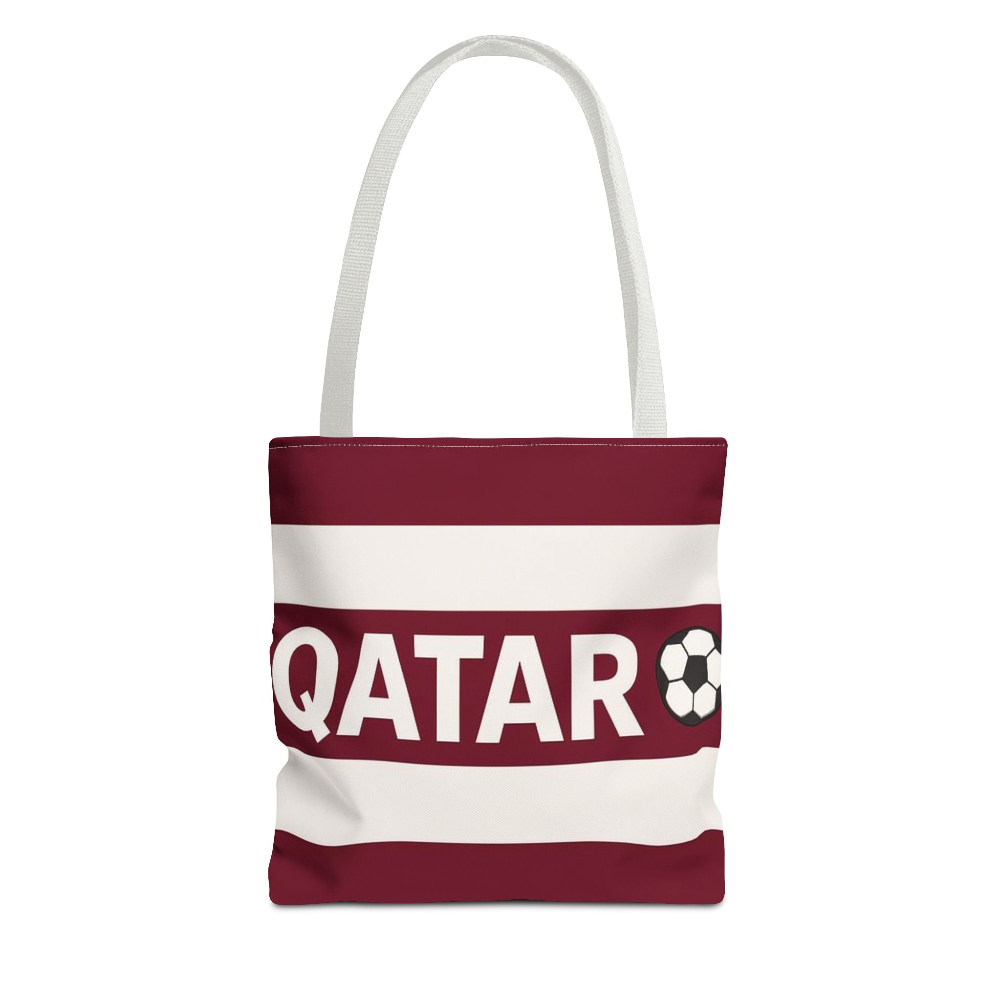 QATAR soccer stripes Tote Bag | Maroon white football design