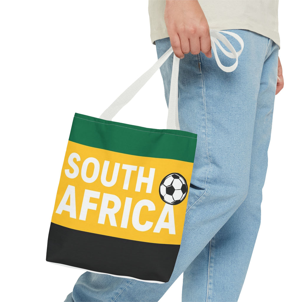 South Africa Soccer Fan Tote Bag | Green Gold Black Football Stripes
