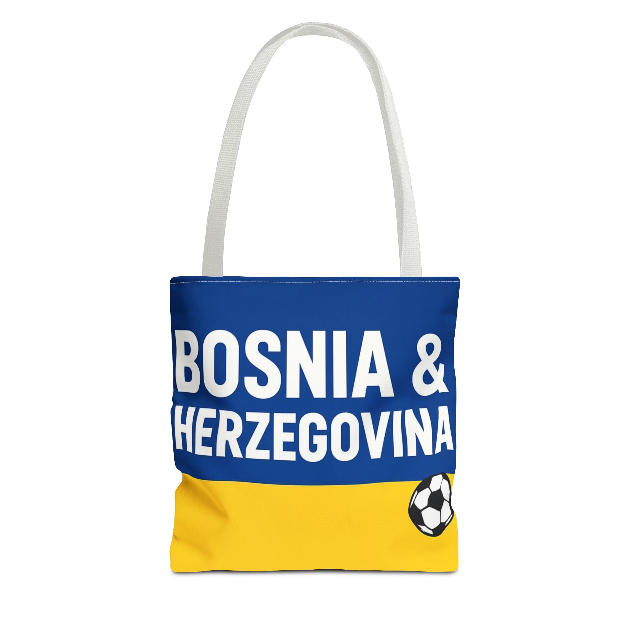 Bosnia & Herzegovina Soccer Fan Tote Bag | Blue Yellow Football Stripes