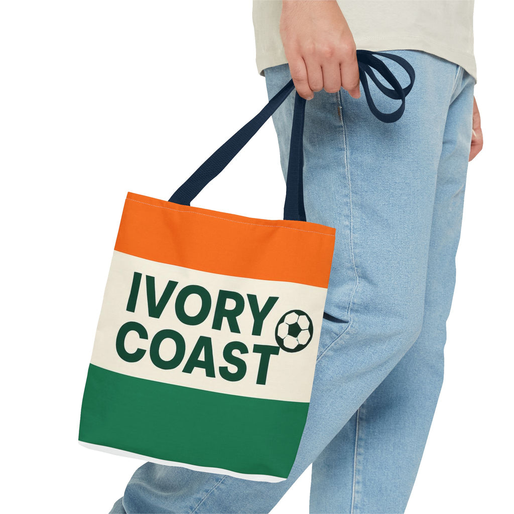 Ivory Coast Flag Stripe Soccer Tote Bag | National Football Tote