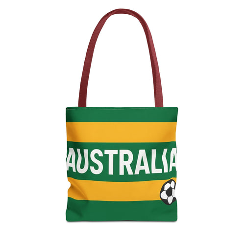 Australia Soccer Fan Tote Bag | Green Gold Football Stripes