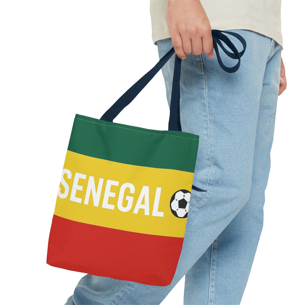 Senegal Flag Stripe with Soccer Ball Tote Bag