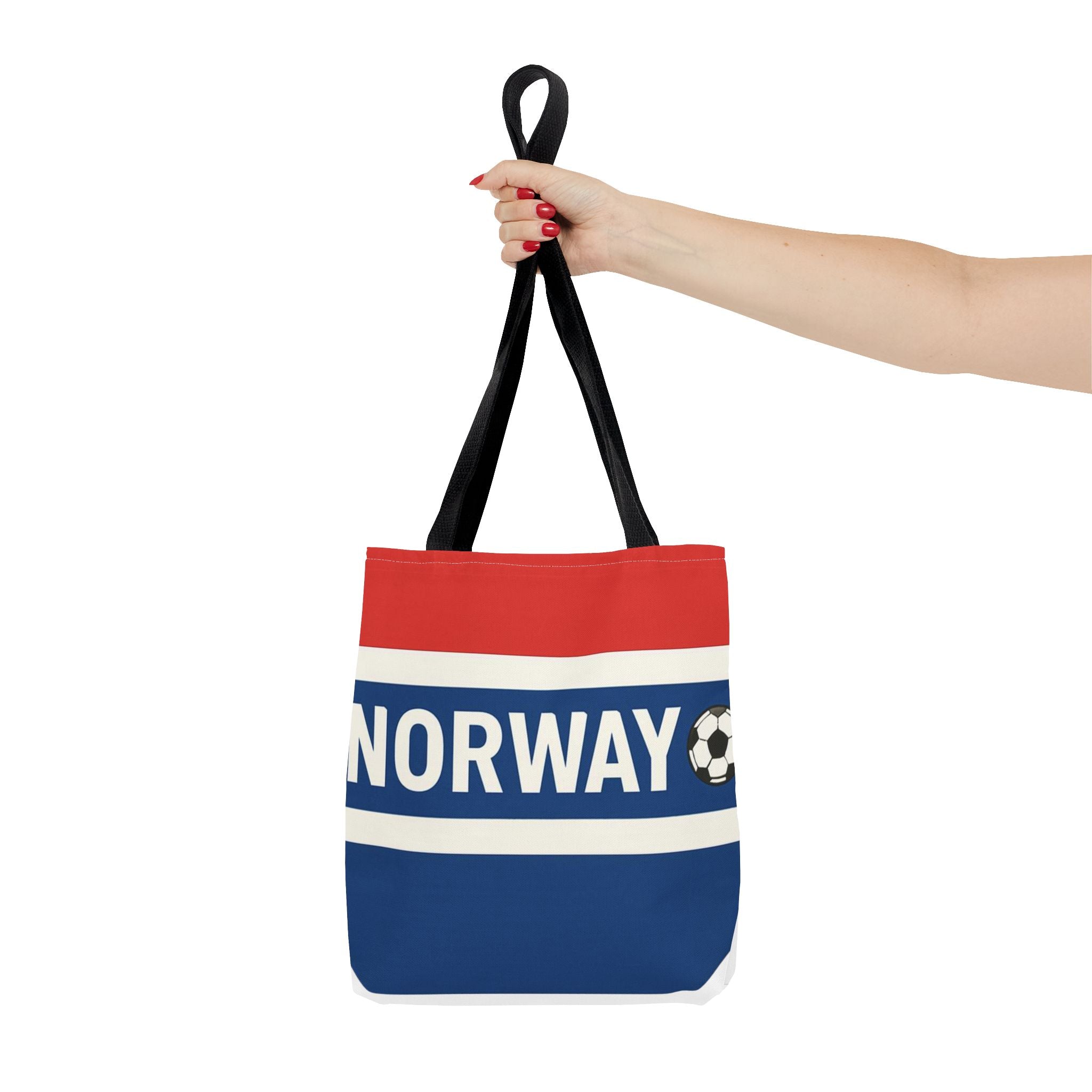 Norway Soccer Fan Tote Bag | Red White Blue Football Stripes