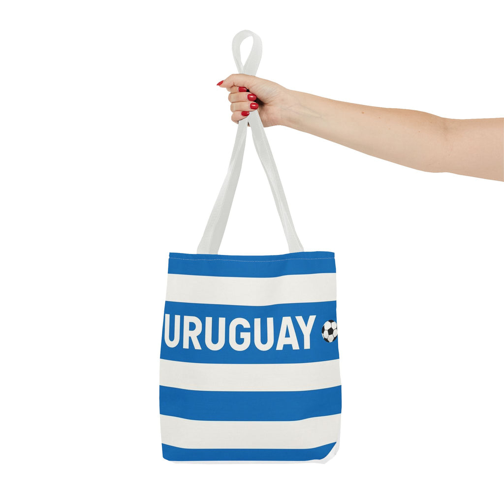 Uruguay Soccer Fan Tote Bag | White Blue Football Stripes