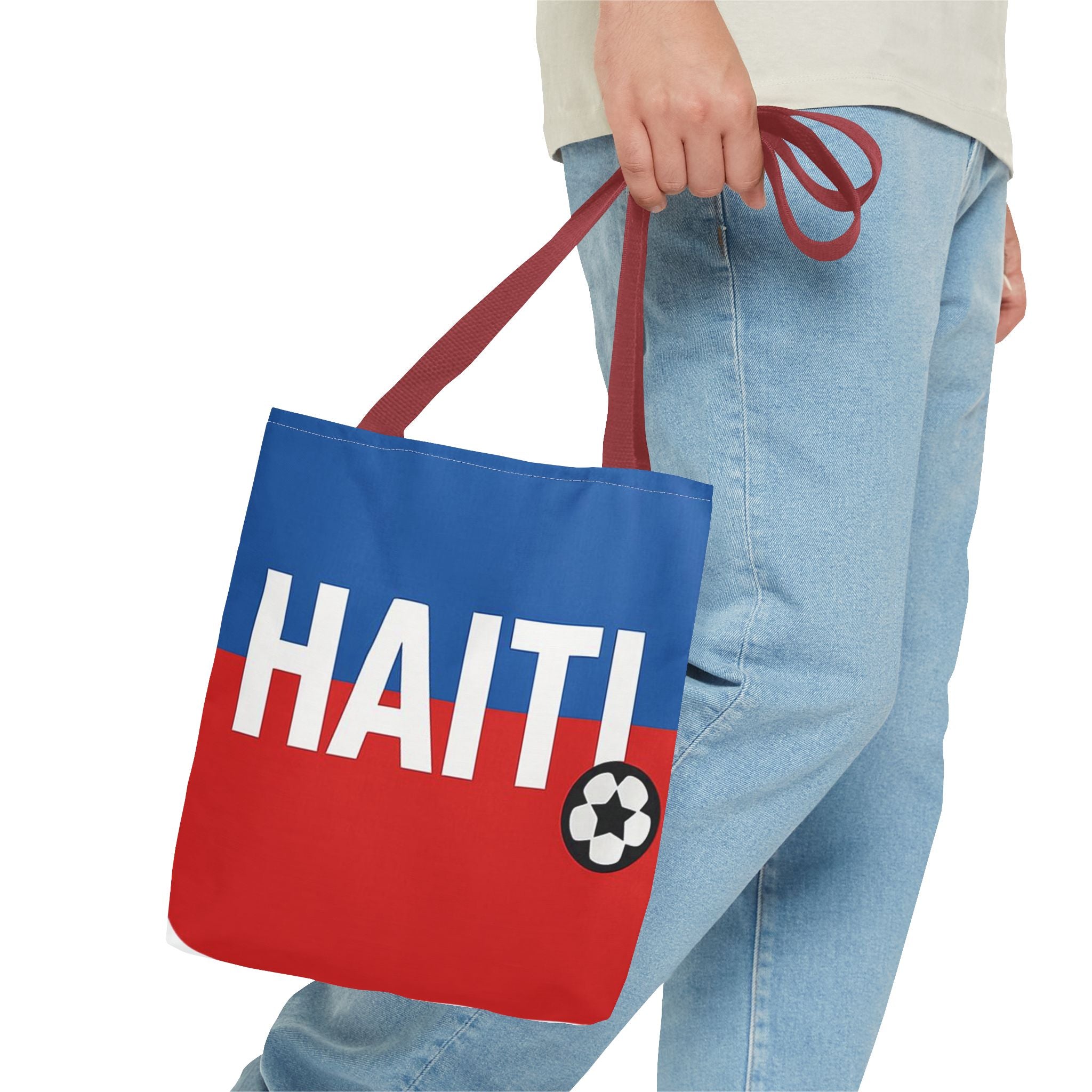 Haiti Flag Soccer Tote Bag | Blue Red HAITI Design