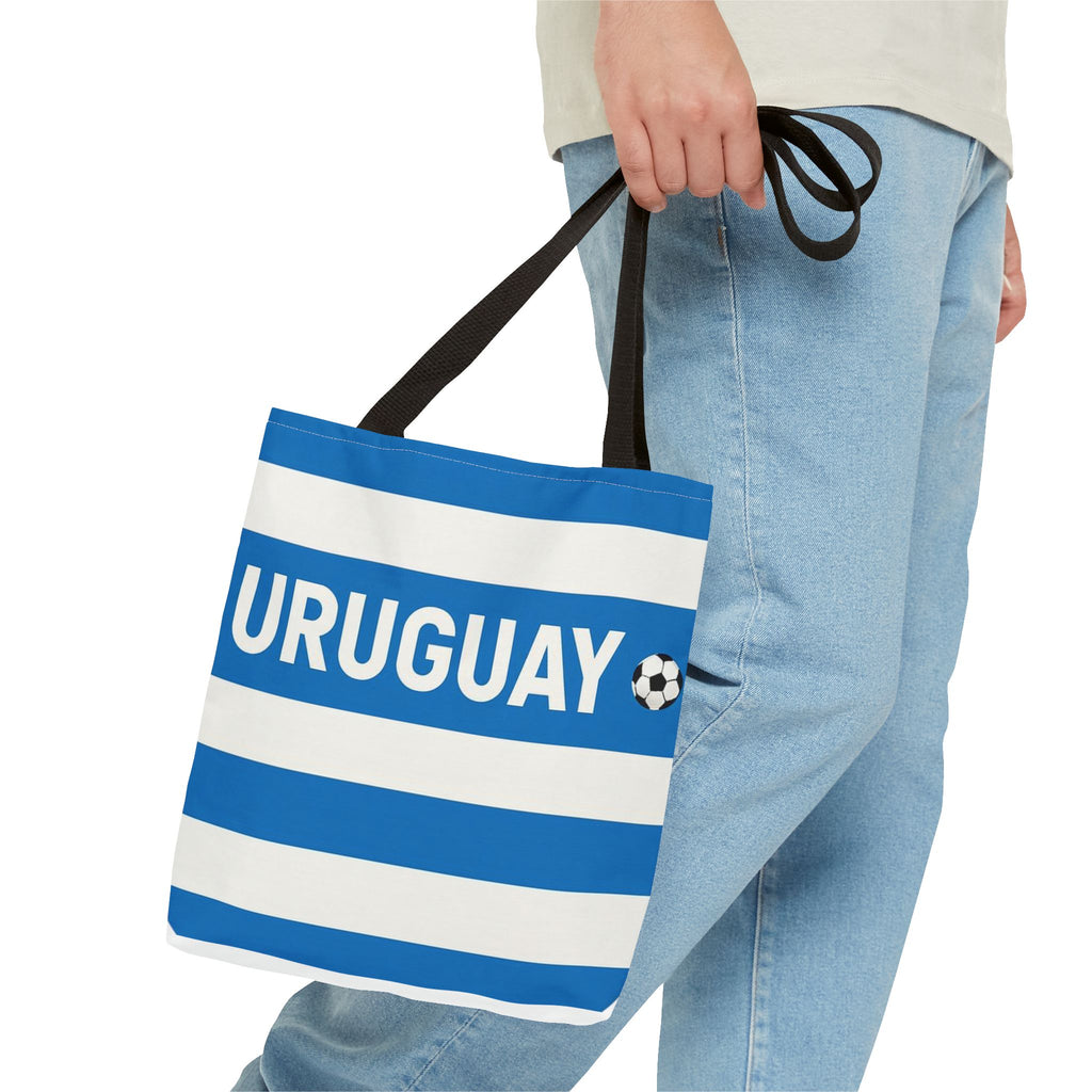 Uruguay Soccer Fan Tote Bag | White Blue Football Stripes