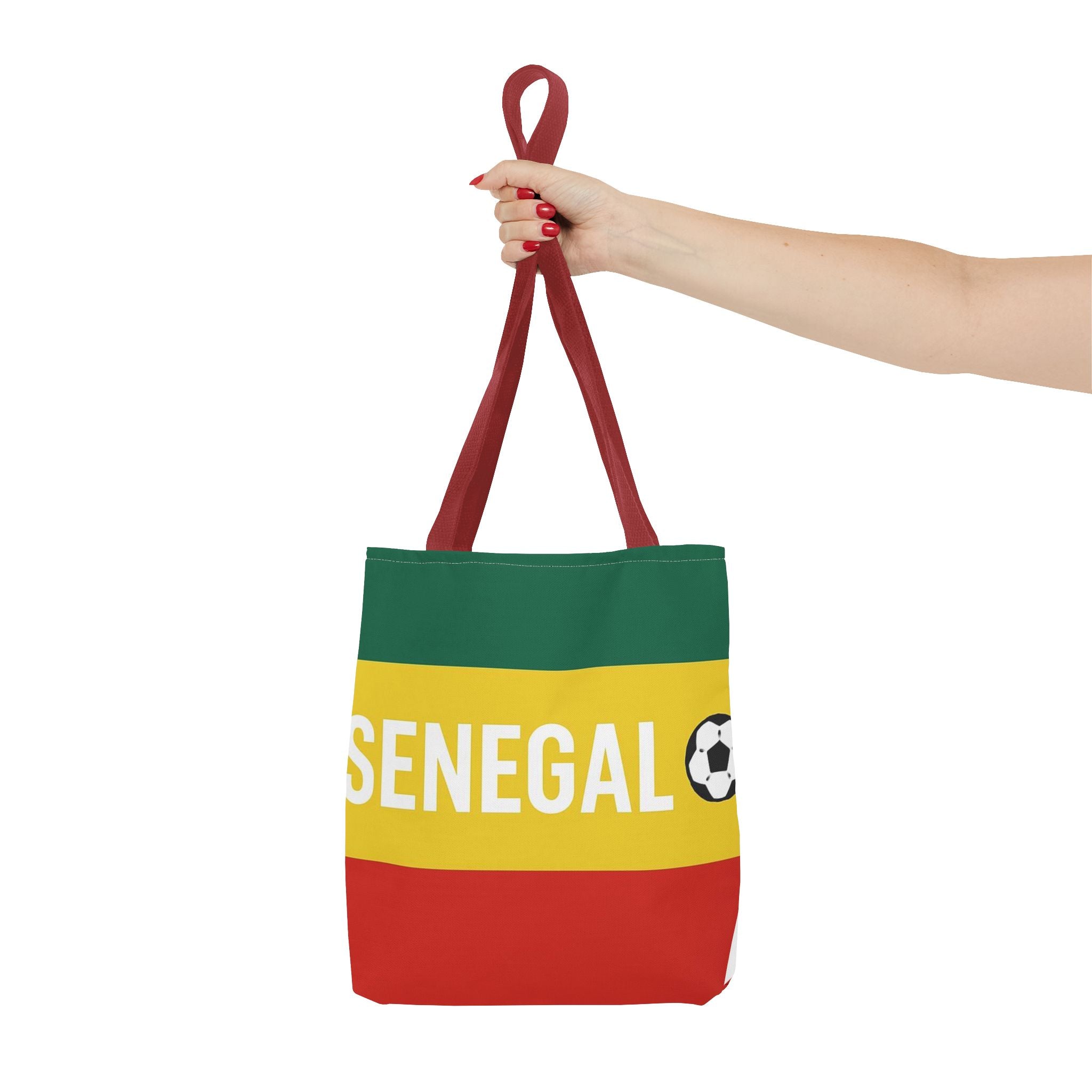 Senegal Flag Stripe with Soccer Ball Tote Bag