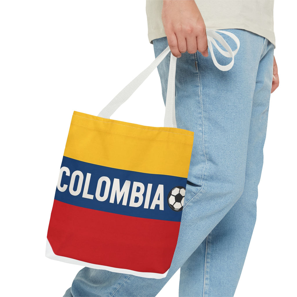 Colombia Soccer Fan Tote Bag | Yellow Blue Red Football Stripes