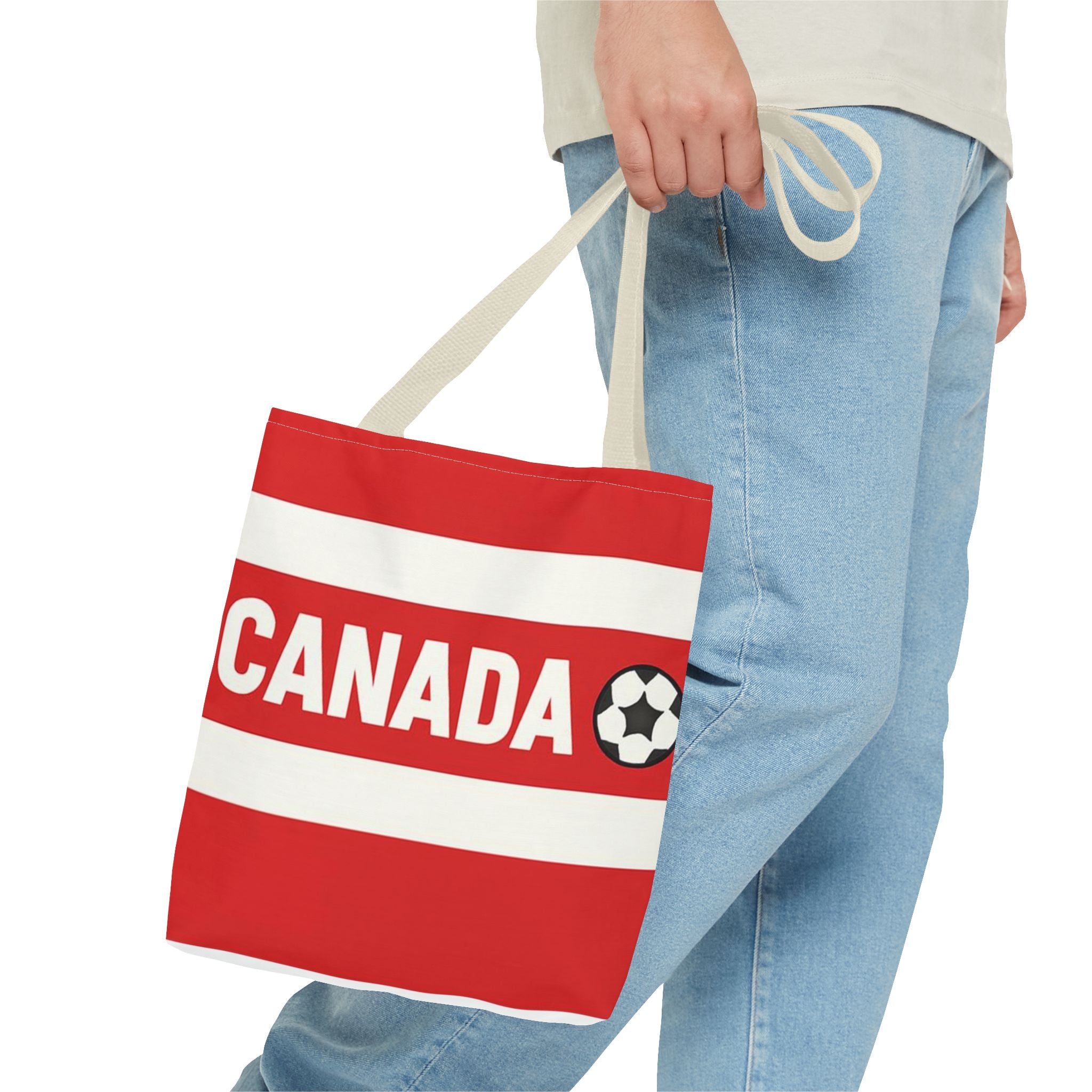 Canada Soccer Fan Tote Bag | Red White Football Stripes