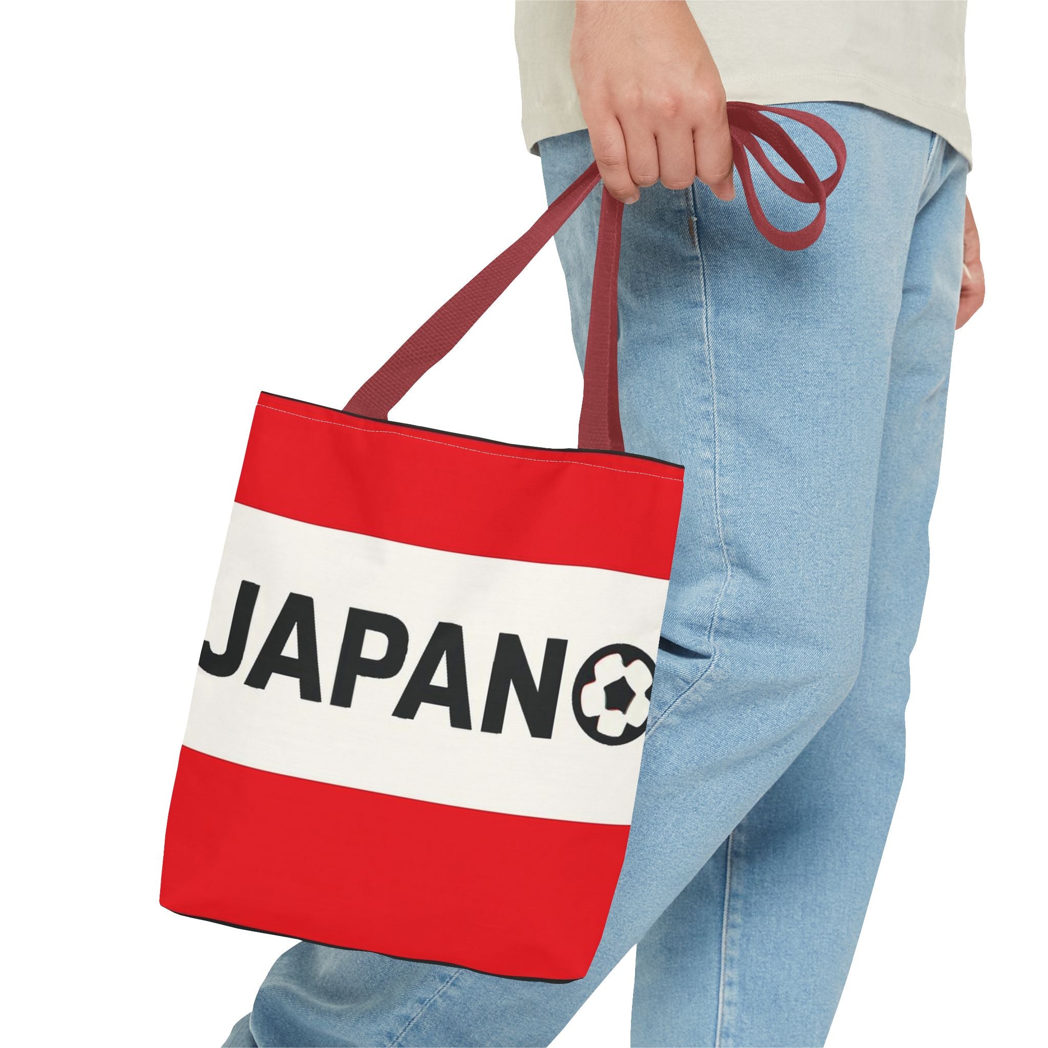 Japan Soccer Logo Tote Bag | Red White Stripe Japan Football