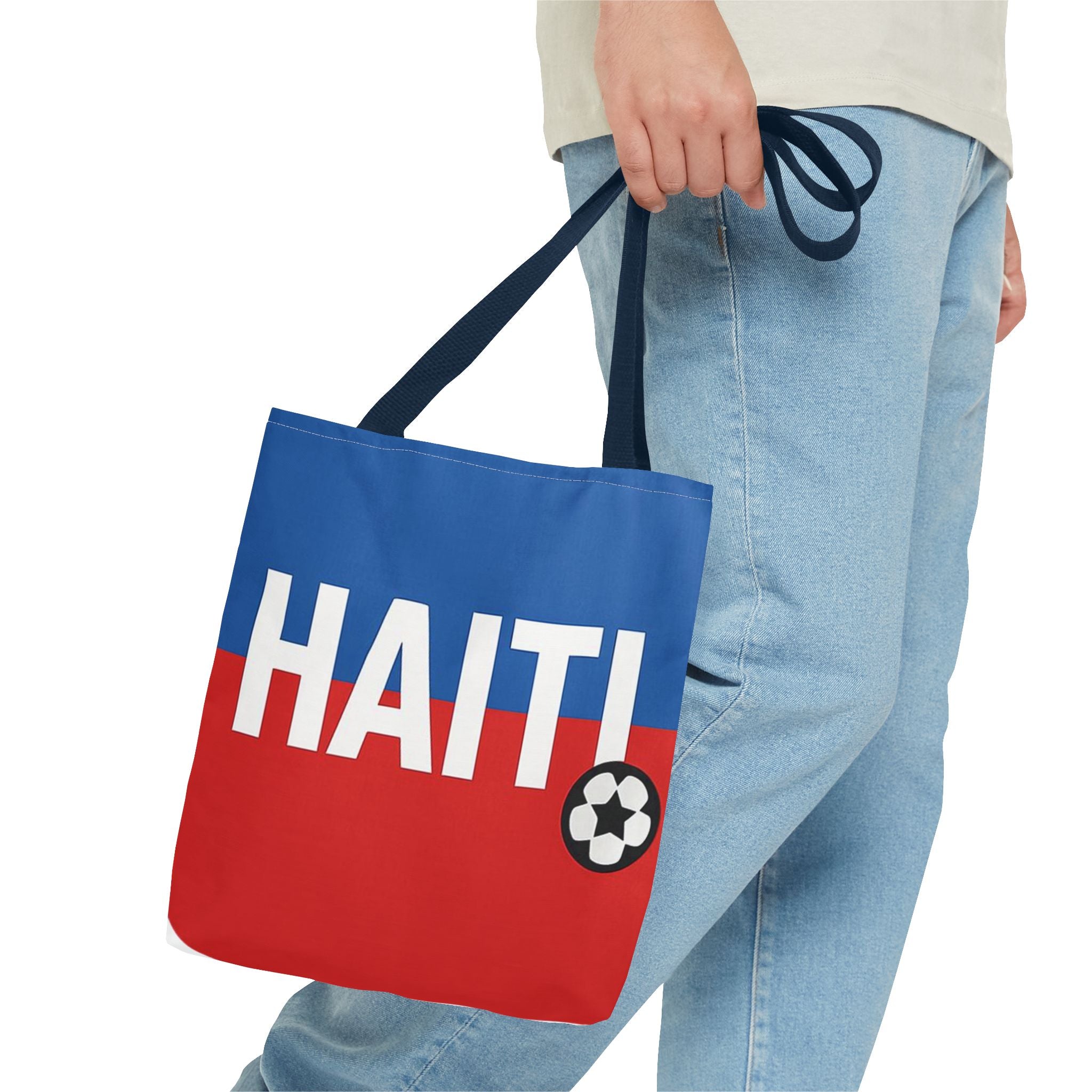 Haiti Flag Soccer Tote Bag | Blue Red HAITI Design