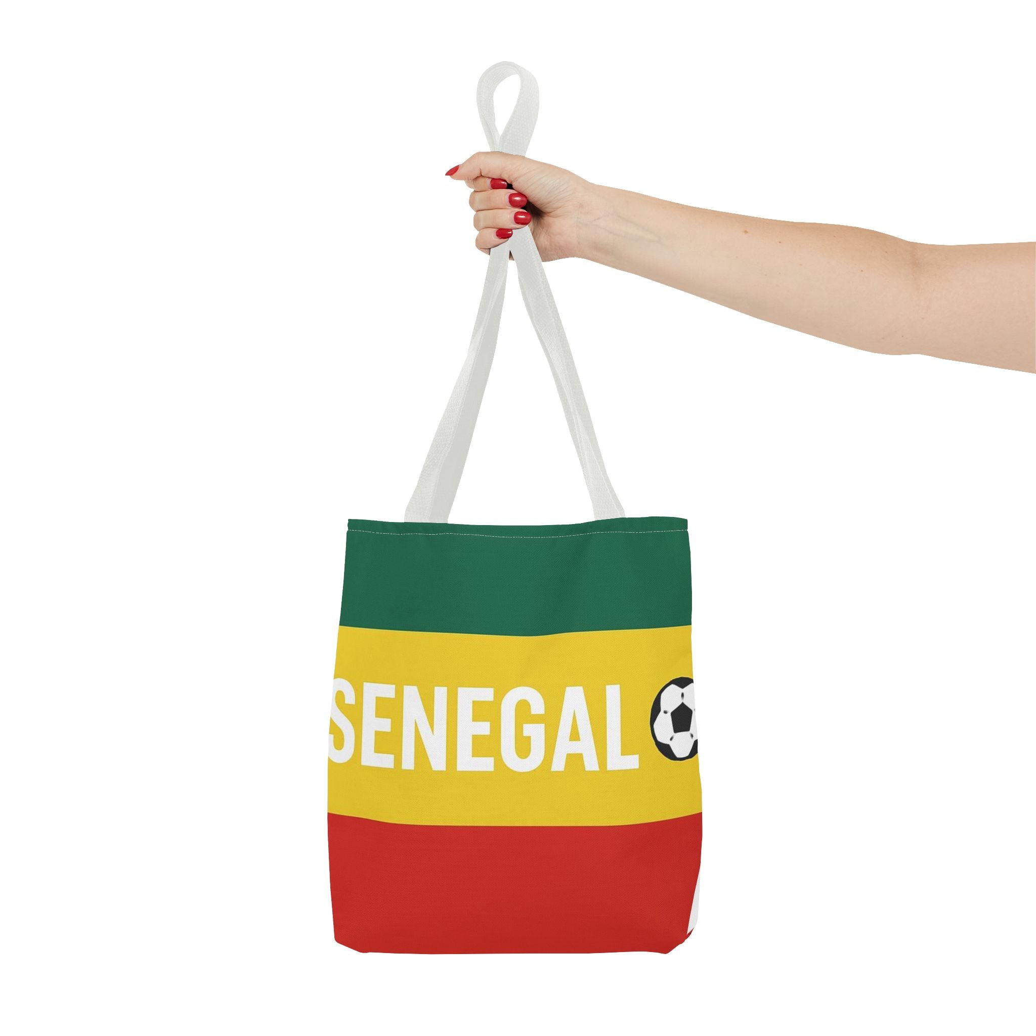 Senegal Flag Stripe with Soccer Ball Tote Bag