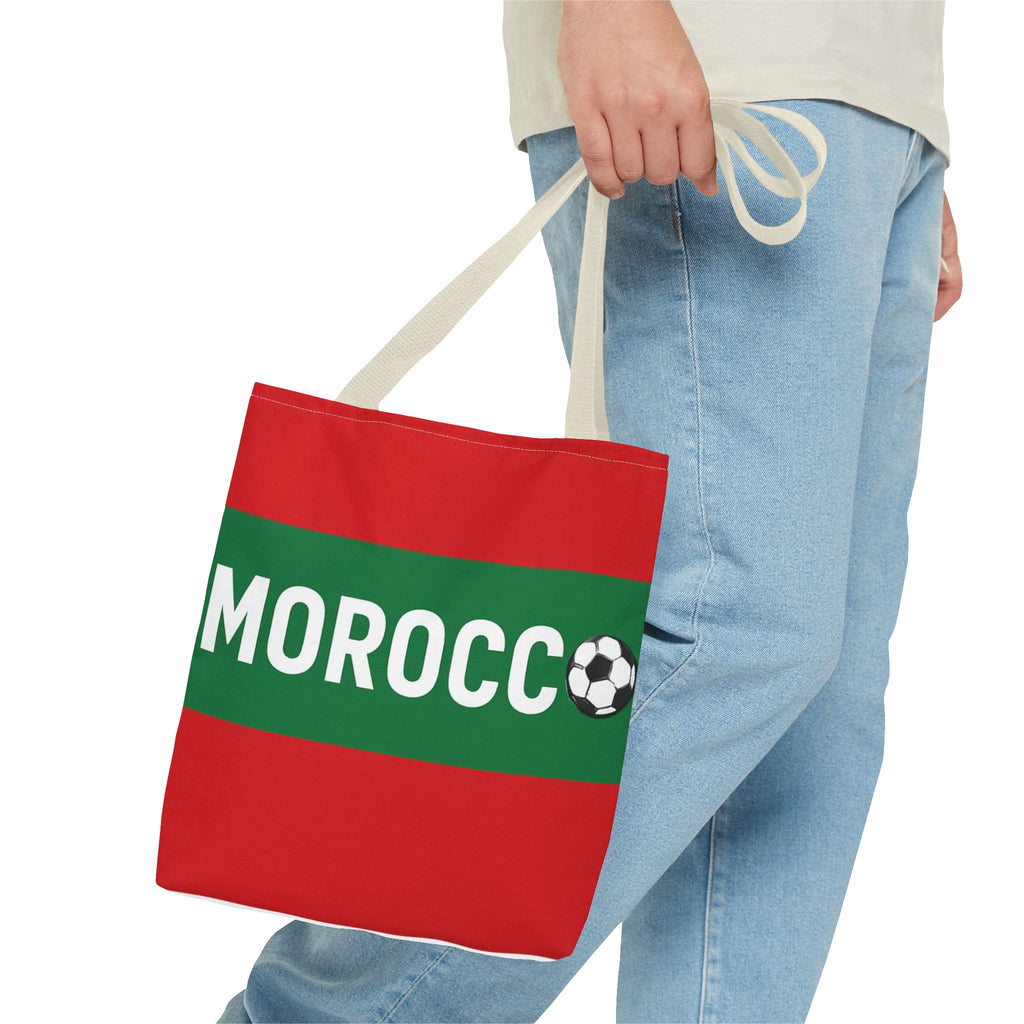 Morocco Soccer Tote Bag | Red Green Football Graphic