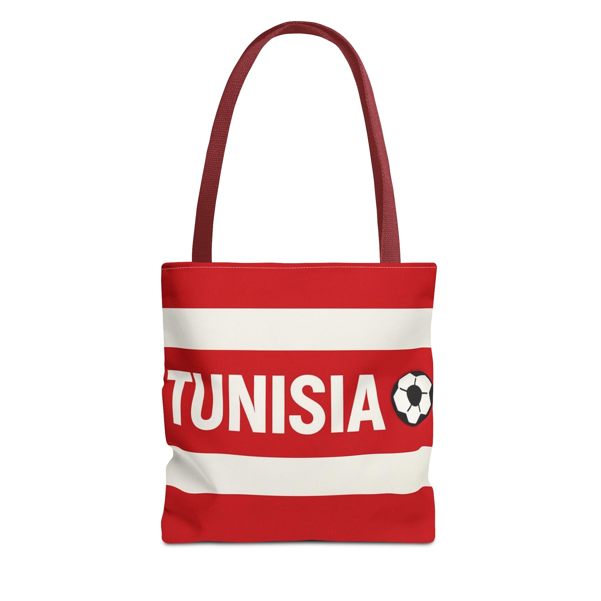 Tunisia Striped Soccer Scarf Tote Bag | Red White Football Fan