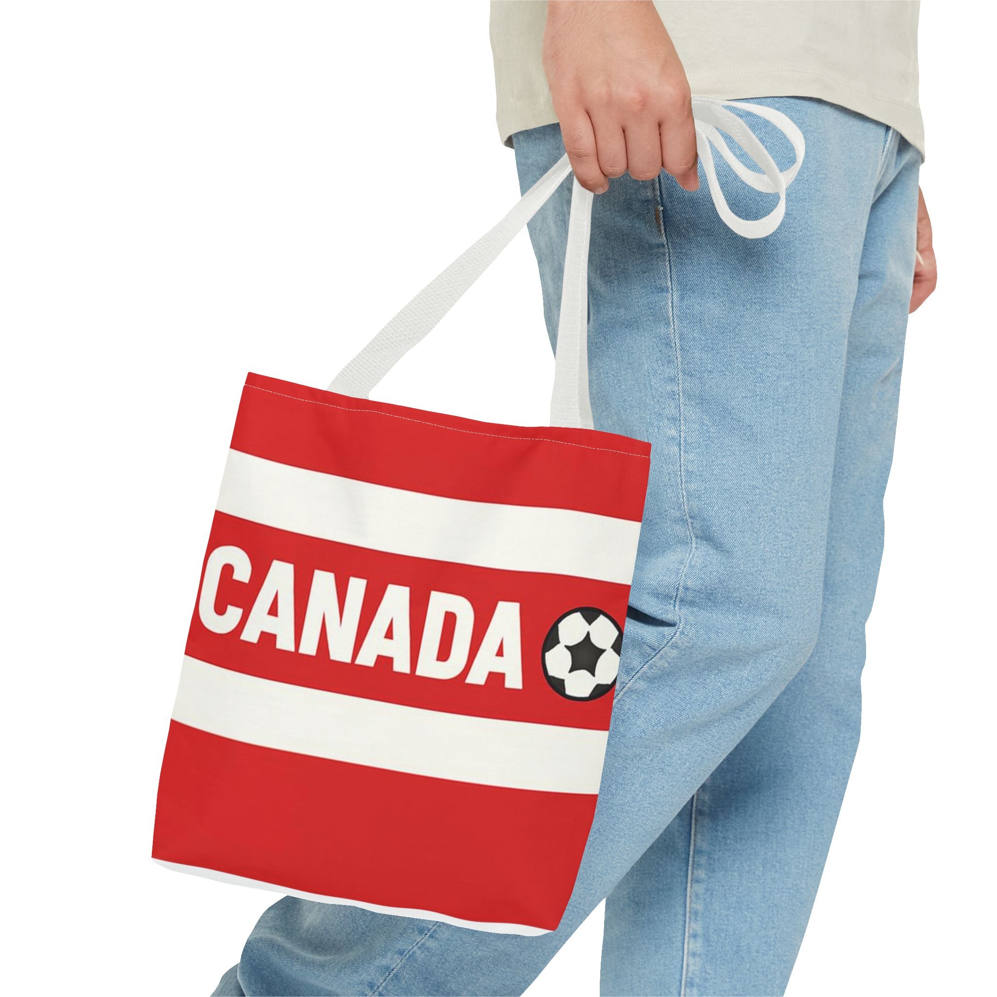Canada Soccer Fan Tote Bag | Red White Football Stripes
