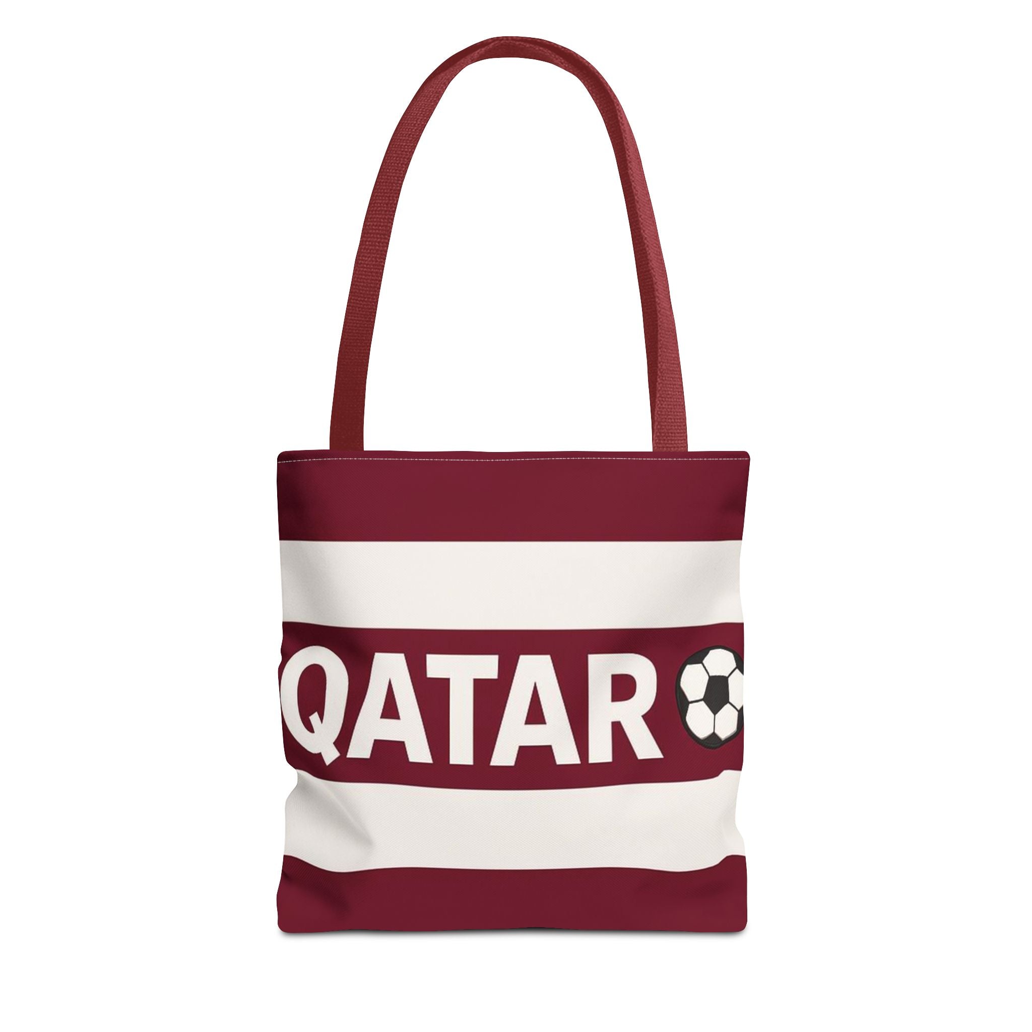 QATAR soccer stripes Tote Bag | Maroon white football design