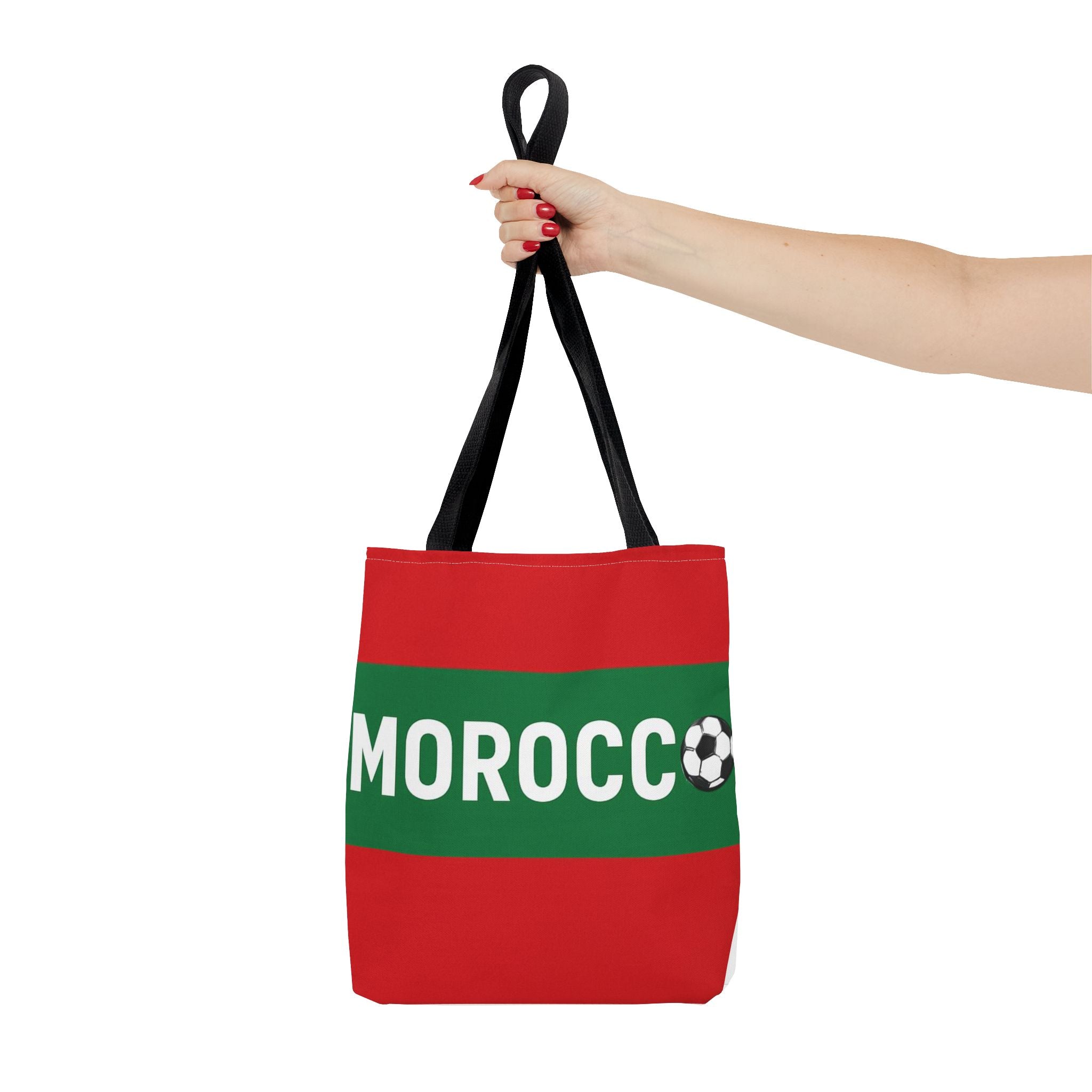 Morocco Soccer Tote Bag | Red Green Football Graphic