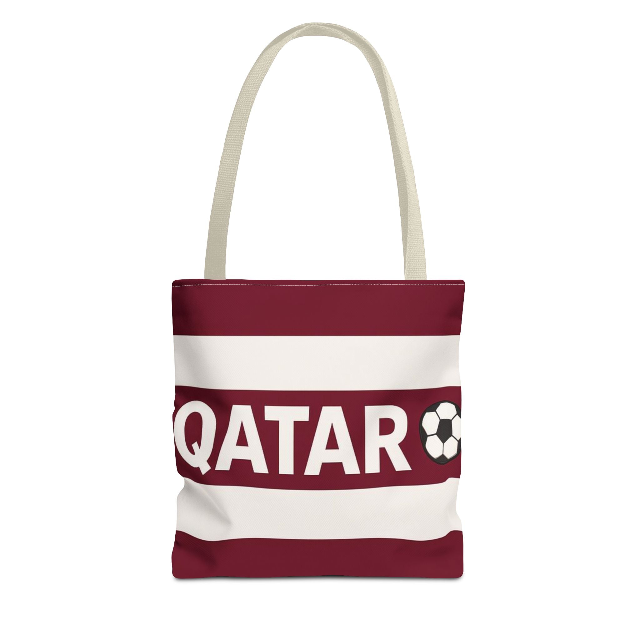 QATAR soccer stripes Tote Bag | Maroon white football design