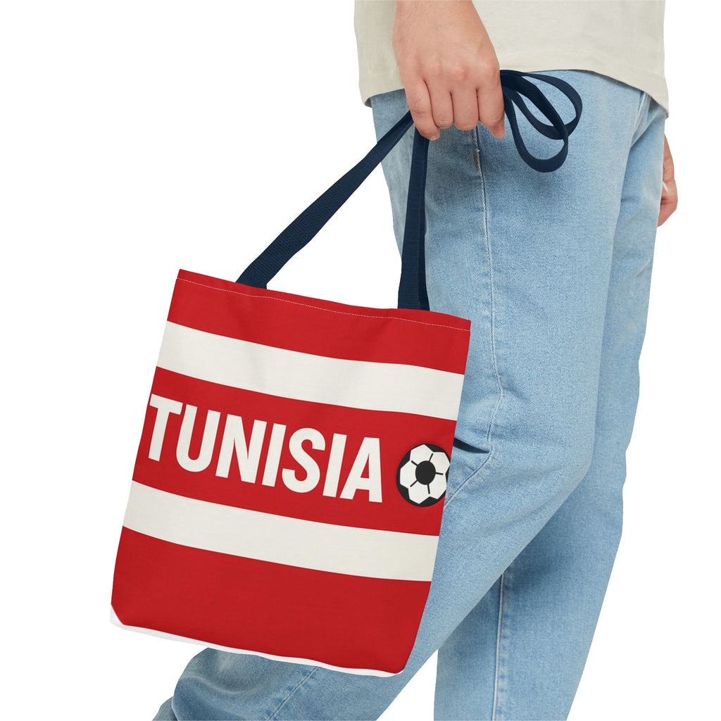 Tunisia Striped Soccer Scarf Tote Bag | Red White Football Fan