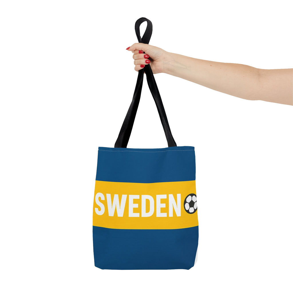 Sweden soccer stripe Tote Bag | Blue and gold football design
