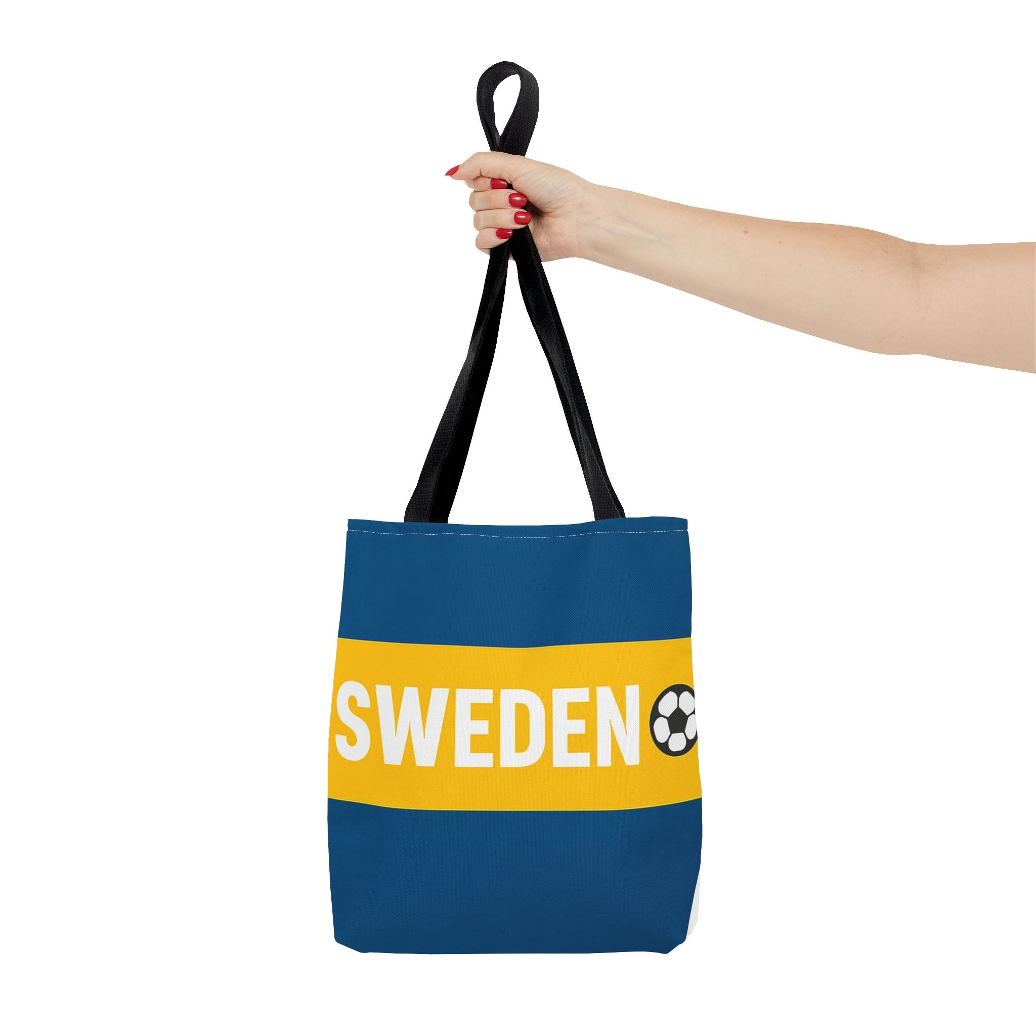 Sweden soccer stripe Tote Bag | Blue and gold football design