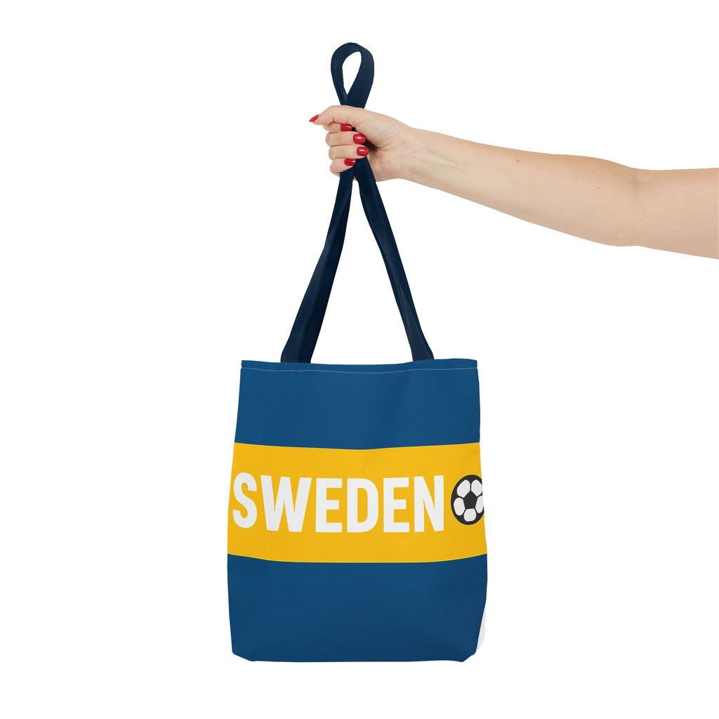 Sweden soccer stripe Tote Bag | Blue and gold football design