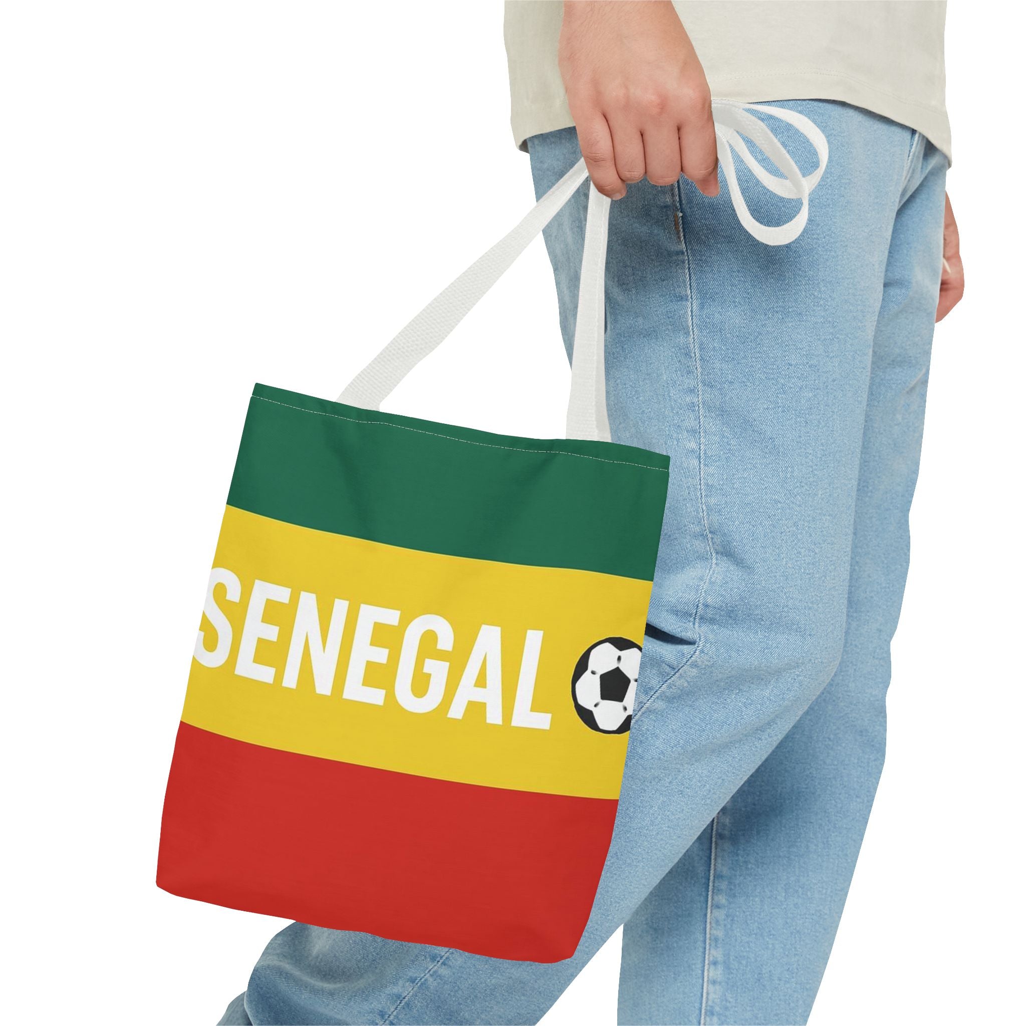 Senegal Flag Stripe with Soccer Ball Tote Bag
