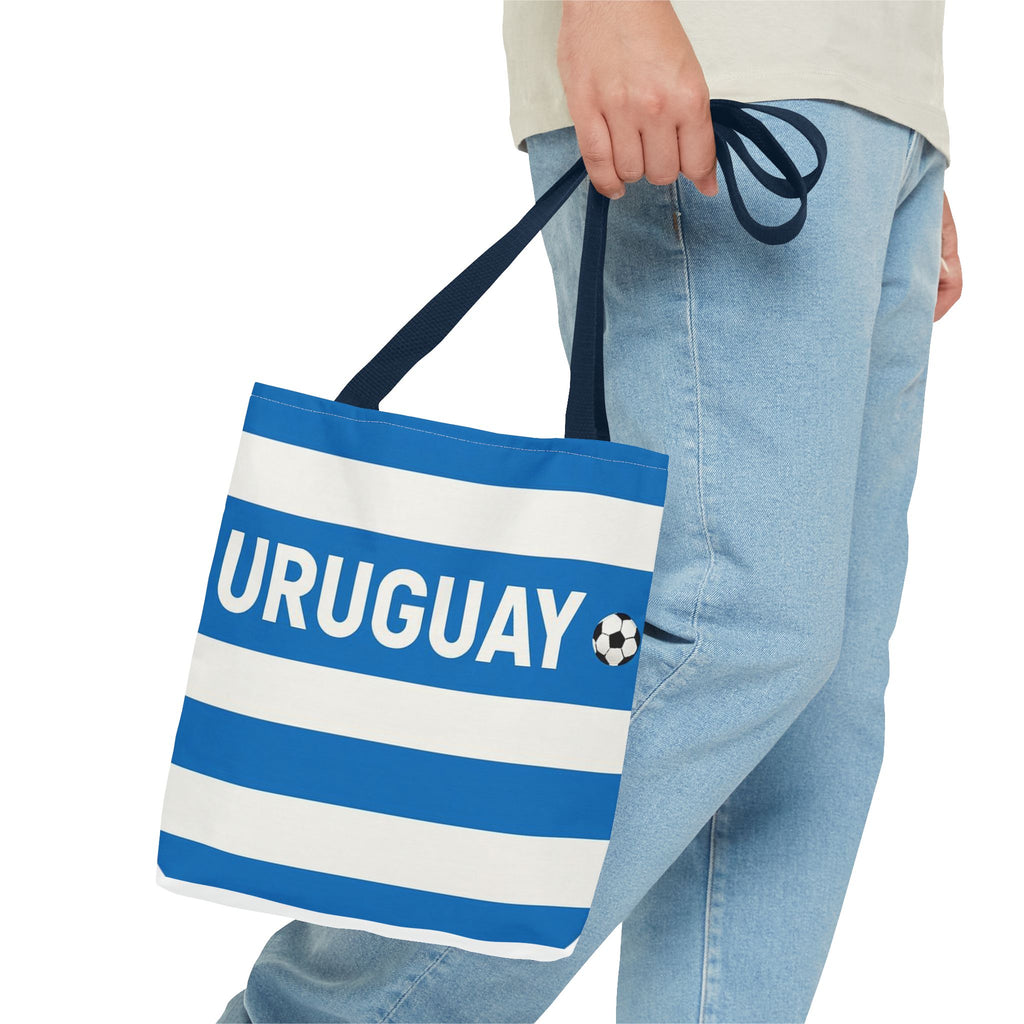 Uruguay Soccer Fan Tote Bag | White Blue Football Stripes