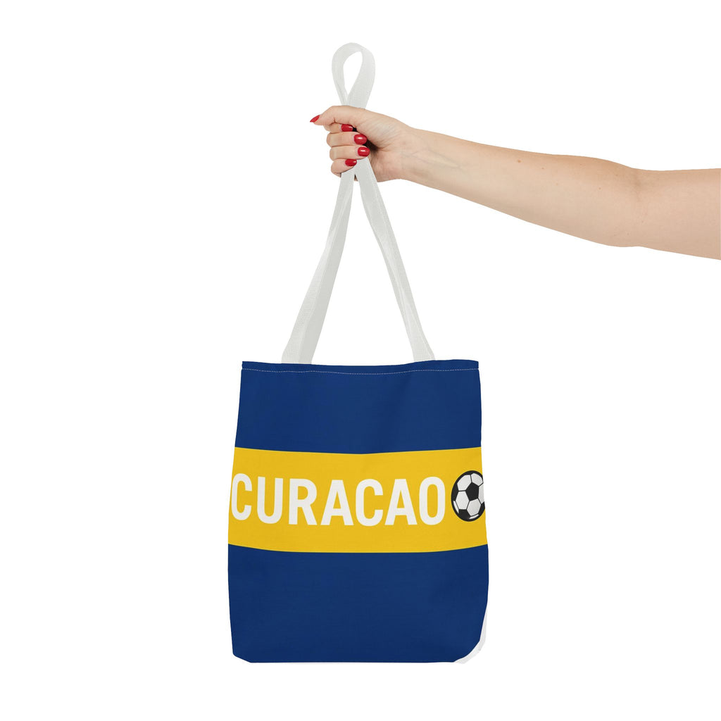 Curacao Soccer Stripe Tote Bag | Blue Yellow Football Design