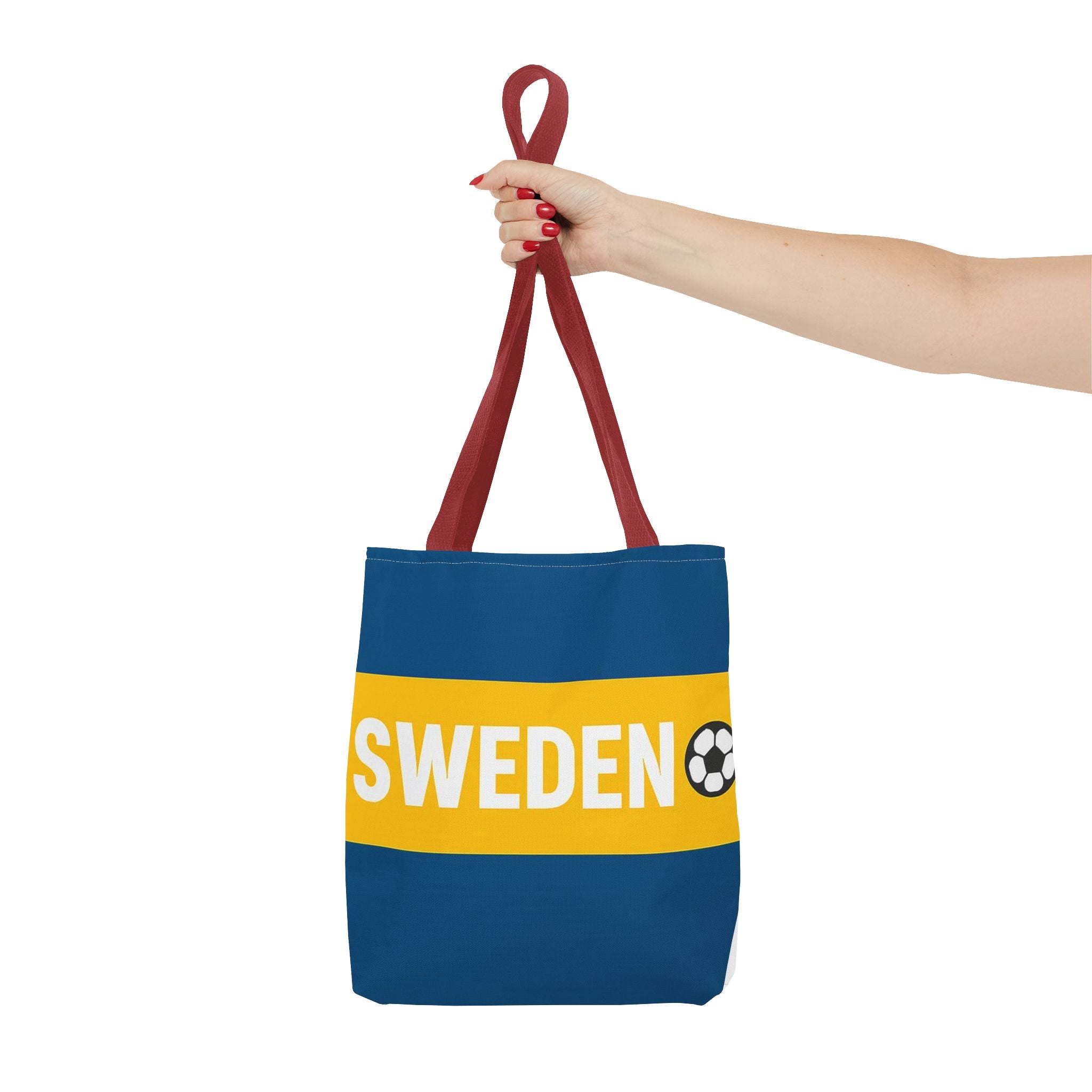 Sweden soccer stripe Tote Bag | Blue and gold football design
