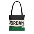 Jordan Soccer Stripes Tote Bag | Green Black Cream Football Design