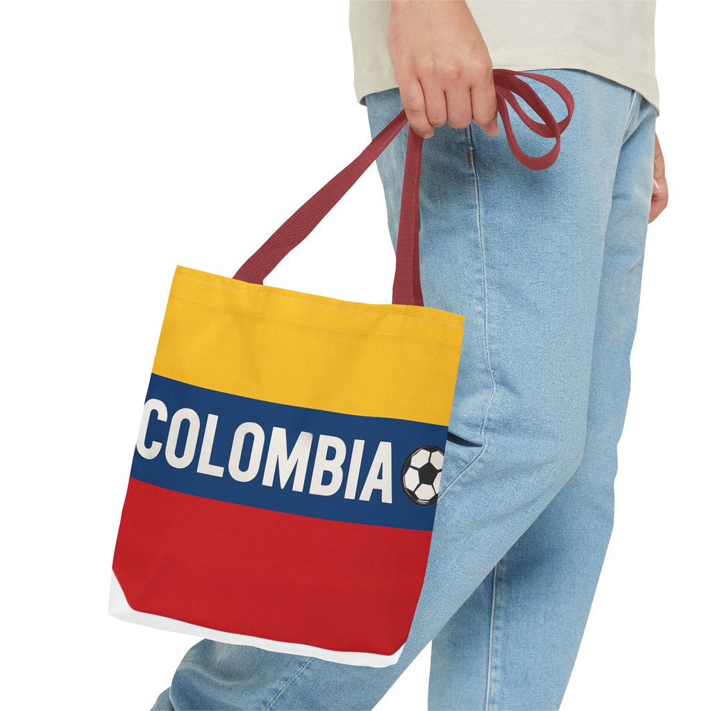 Colombia Soccer Fan Tote Bag | Yellow Blue Red Football Stripes