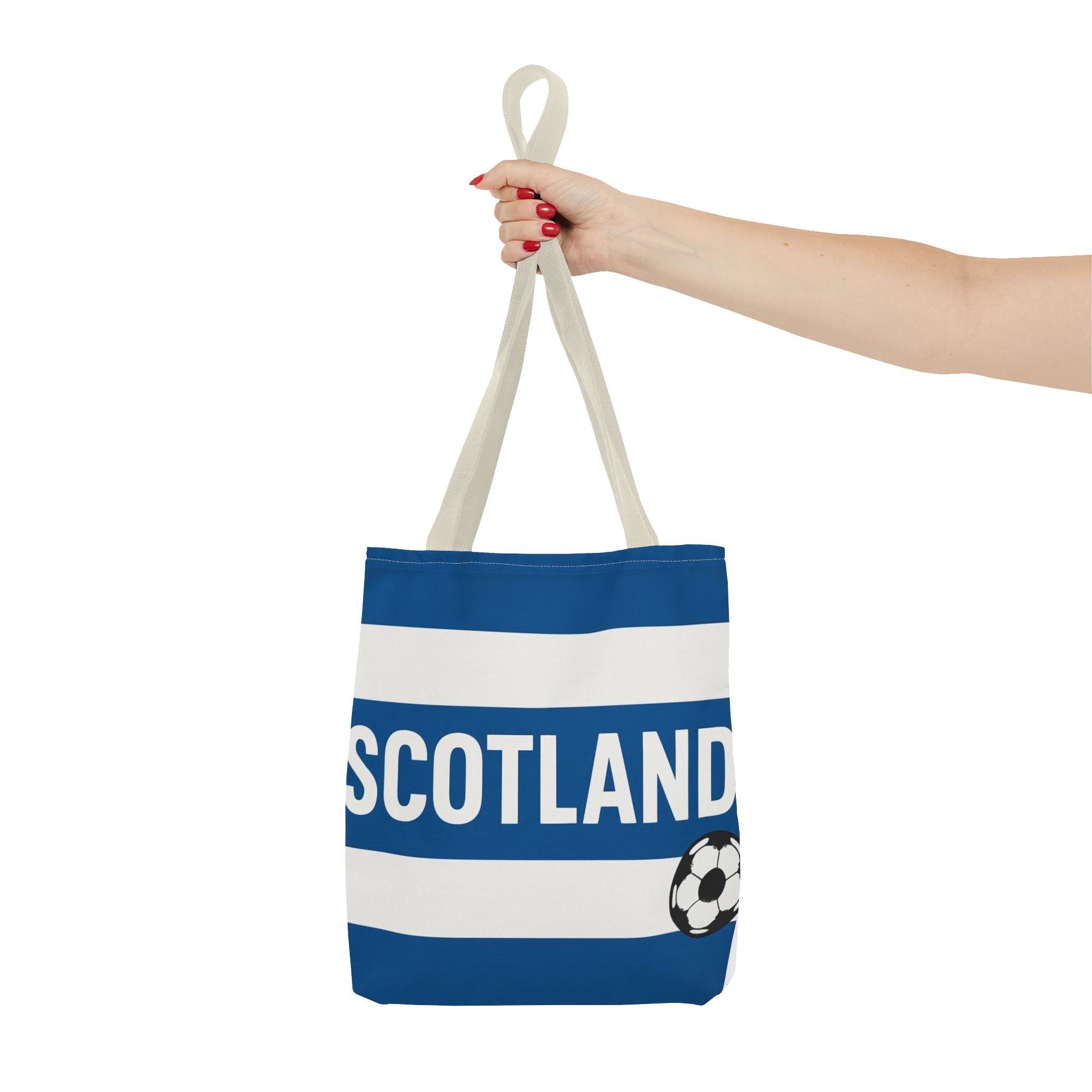 Scotland Football Stripes Tote Bag | Soccer Crest Blue White