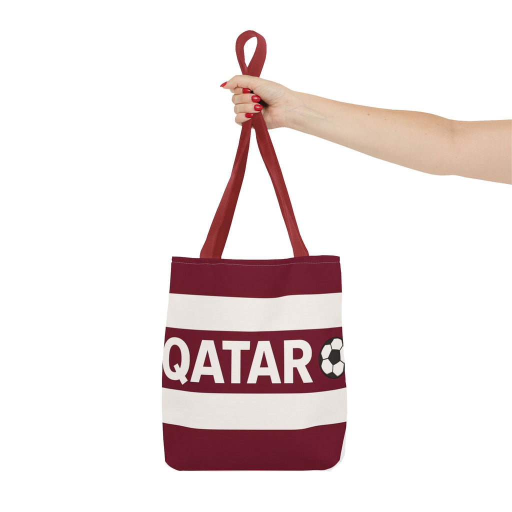 QATAR soccer stripes Tote Bag | Maroon white football design