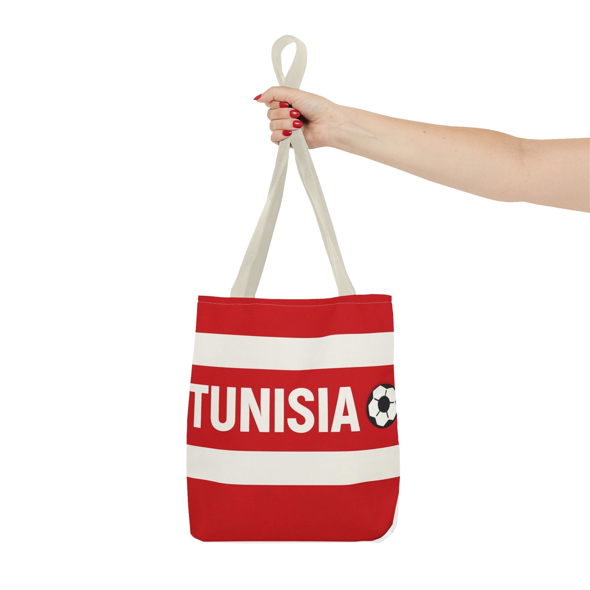 Tunisia Striped Soccer Scarf Tote Bag | Red White Football Fan