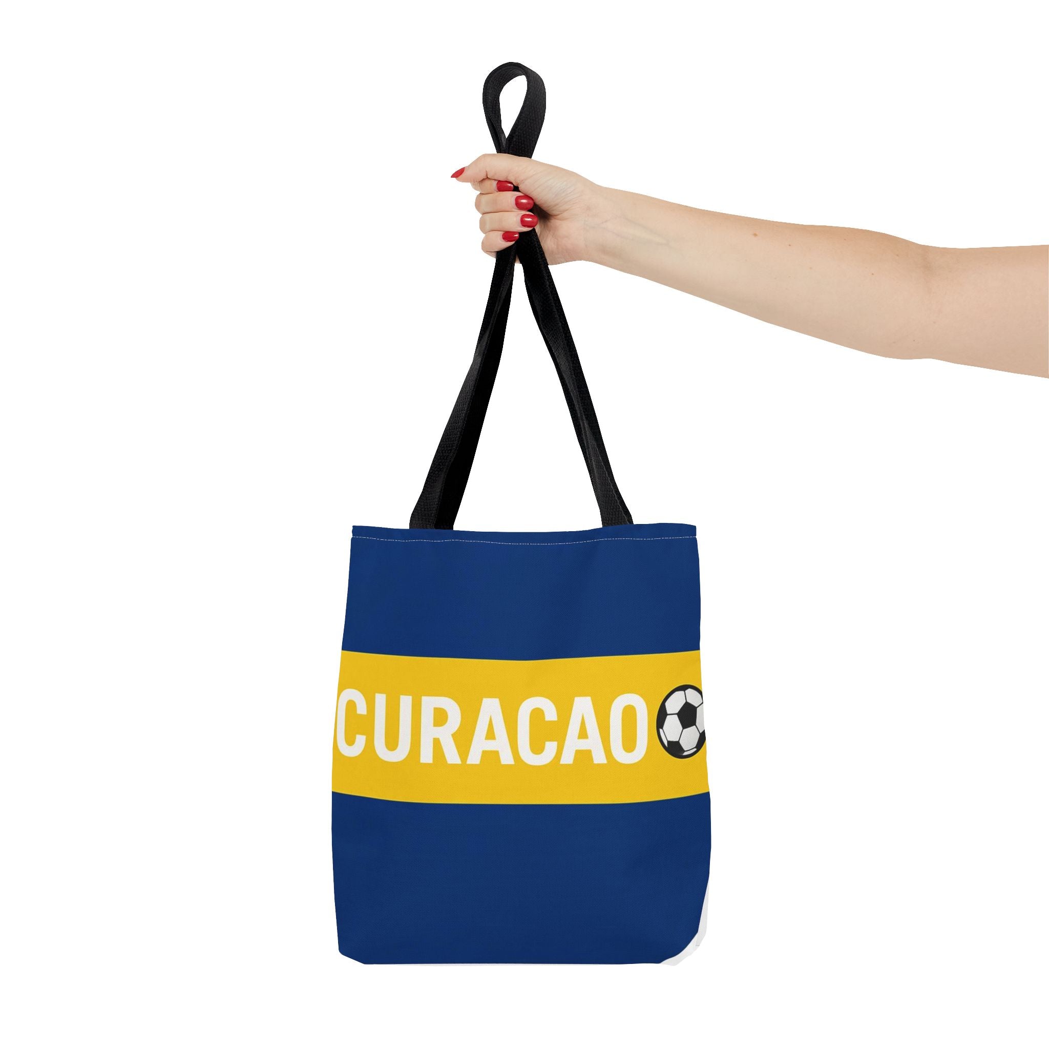 Curacao Soccer Stripe Tote Bag | Blue Yellow Football Design
