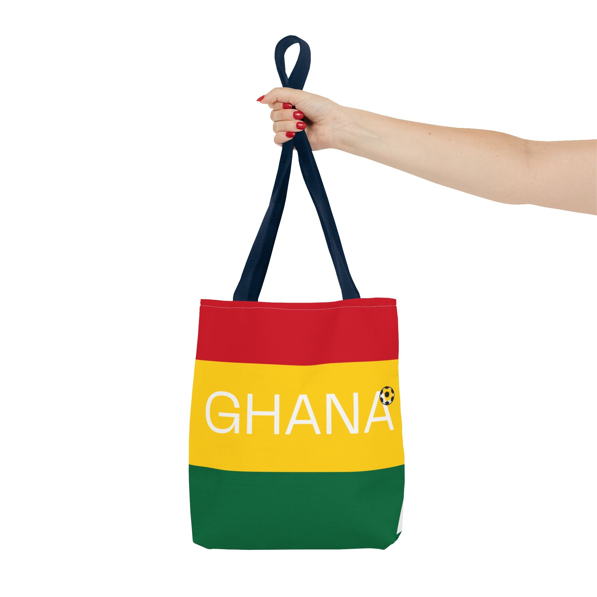 Ghana flag stripes Tote Bag | Ghana text, red yellow green with black star