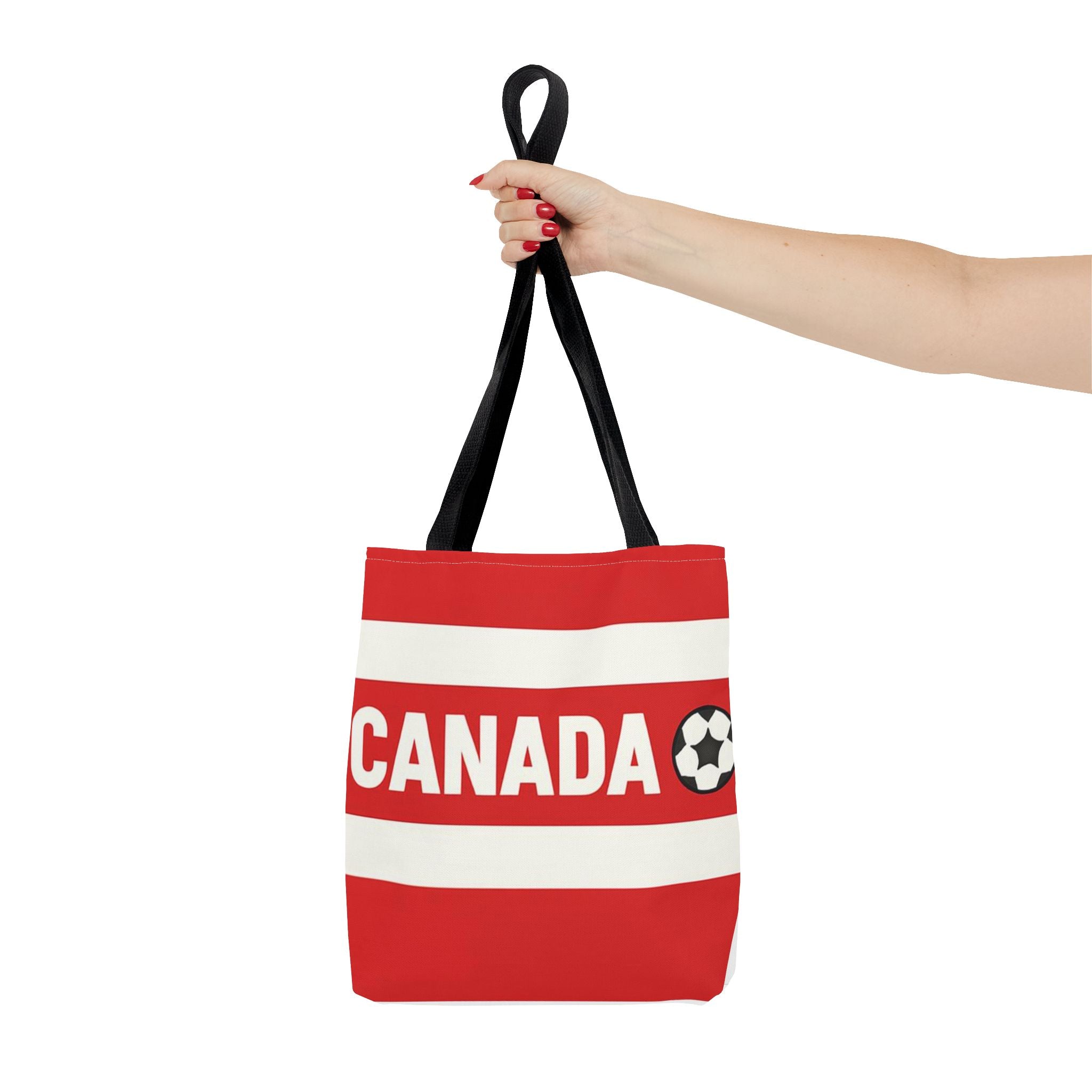 Canada Soccer Fan Tote Bag | Red White Football Stripes