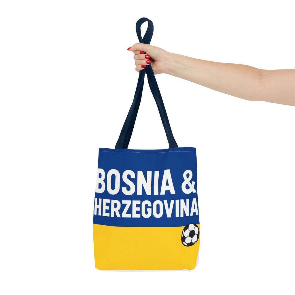Bosnia & Herzegovina Soccer Fan Tote Bag | Blue Yellow Football Stripes
