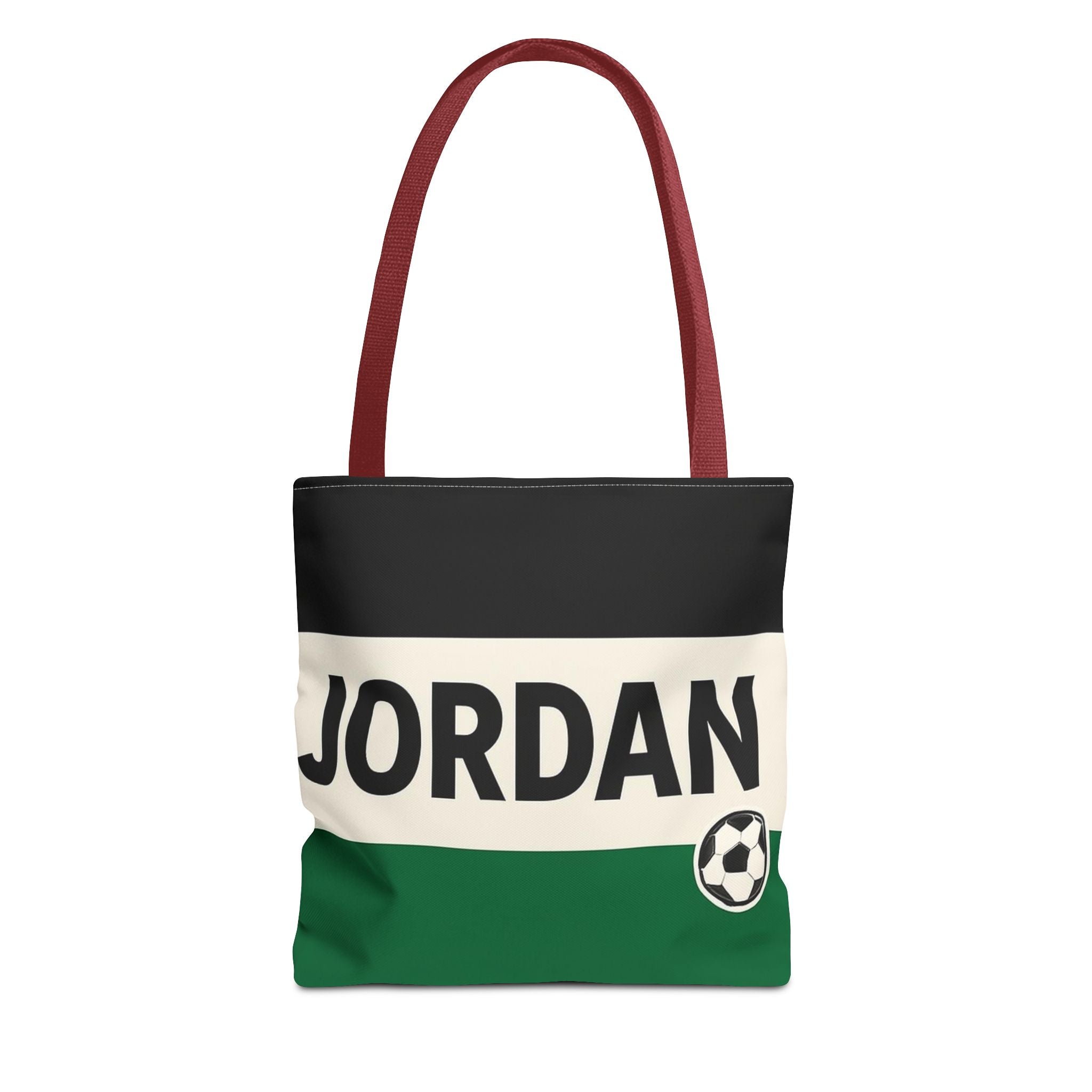 Jordan Soccer Stripes Tote Bag | Green Black Cream Football Design