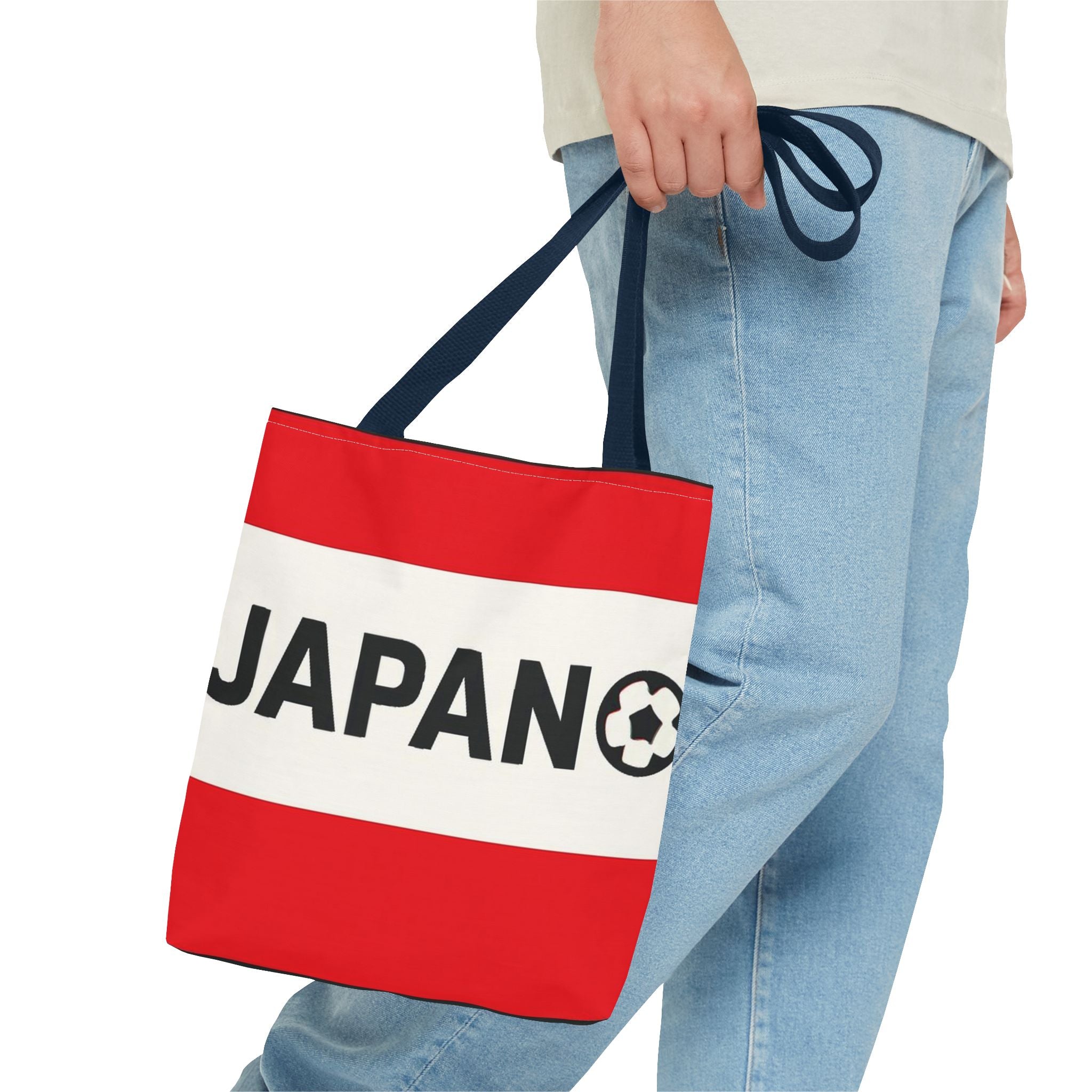 Japan Soccer Logo Tote Bag | Red White Stripe Japan Football