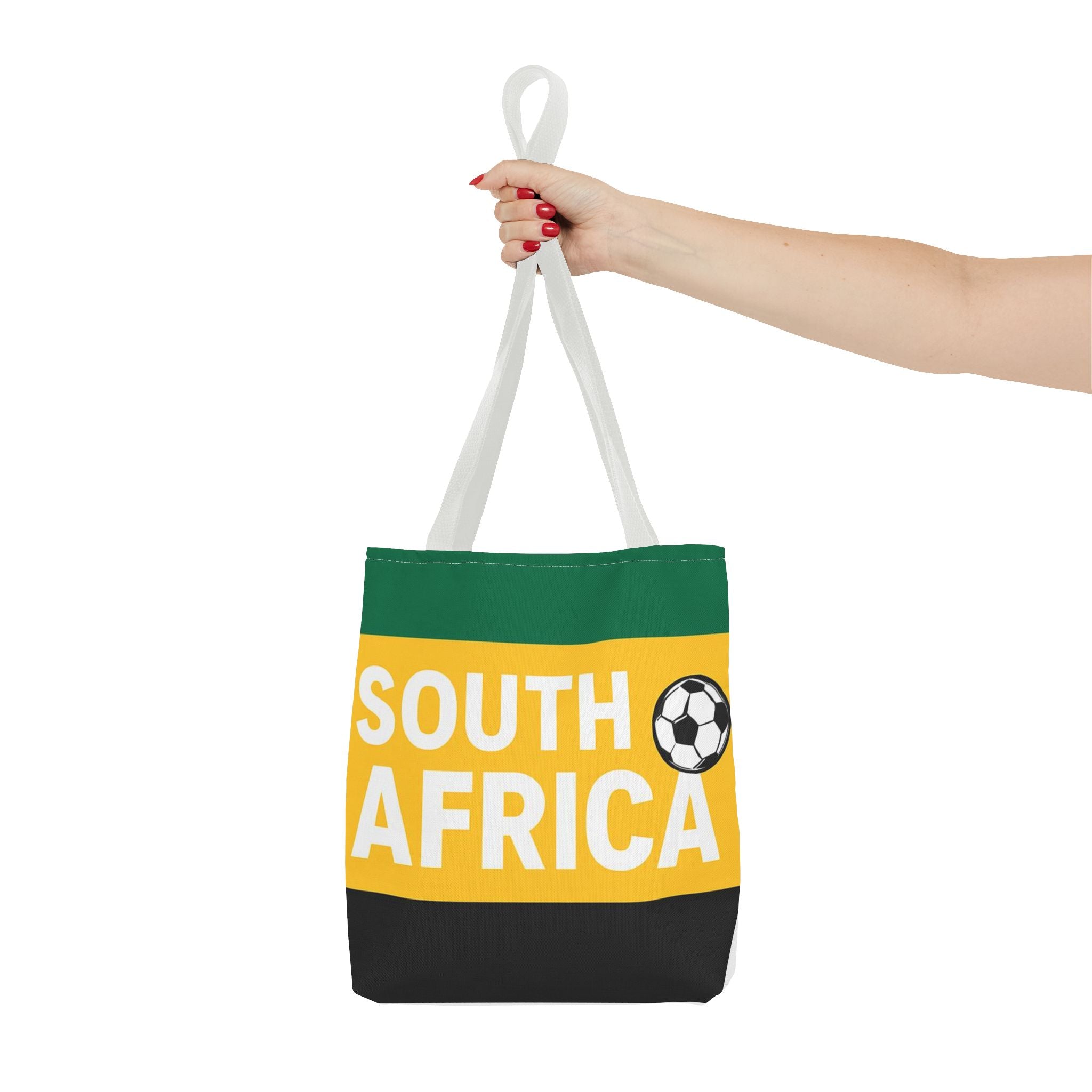 South Africa Soccer Fan Tote Bag | Green Gold Black Football Stripes